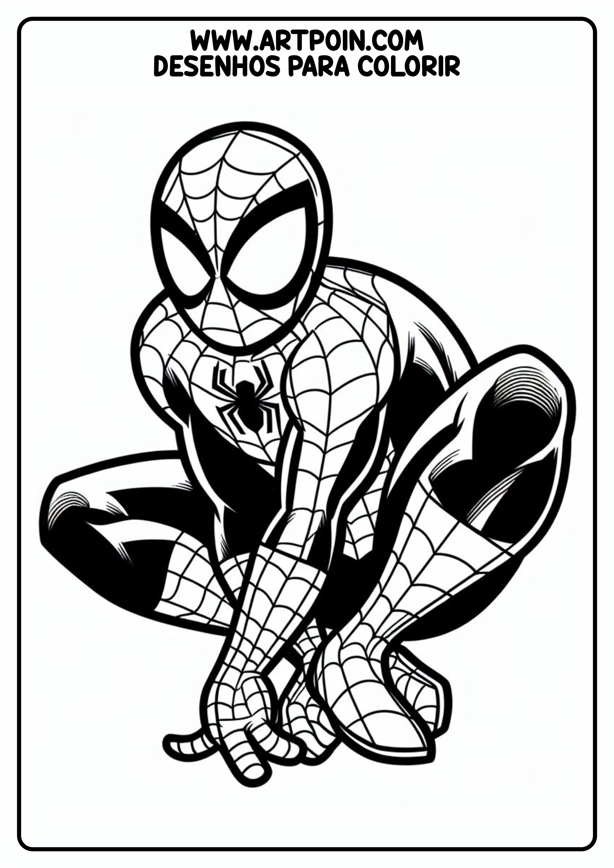 Desenho para colorir homem-aranha super herói Marvel artes gráficas para pintar png