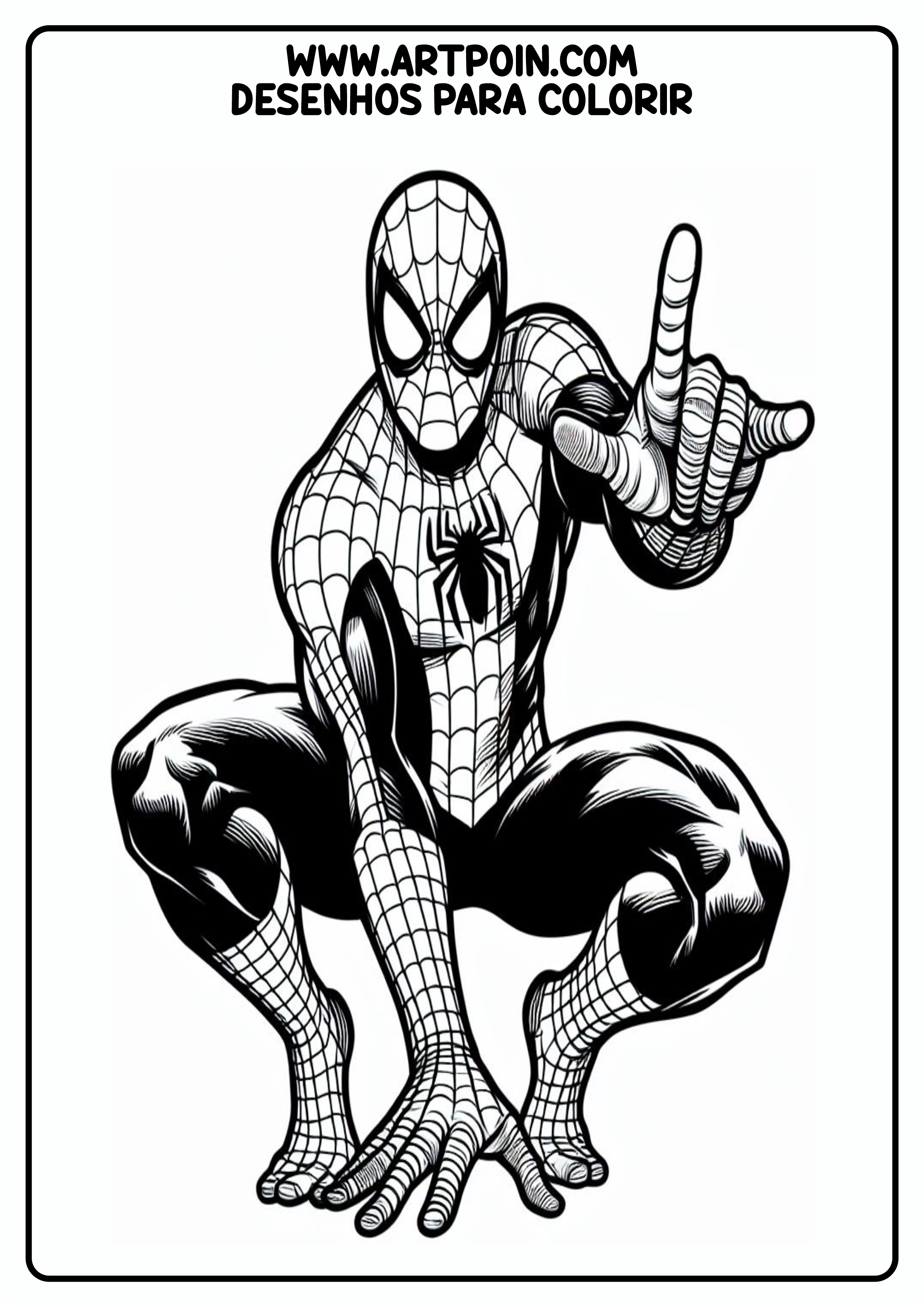 Desenho para colorir homem-aranha super herói Marvel artes gráficas para pintar atividade png