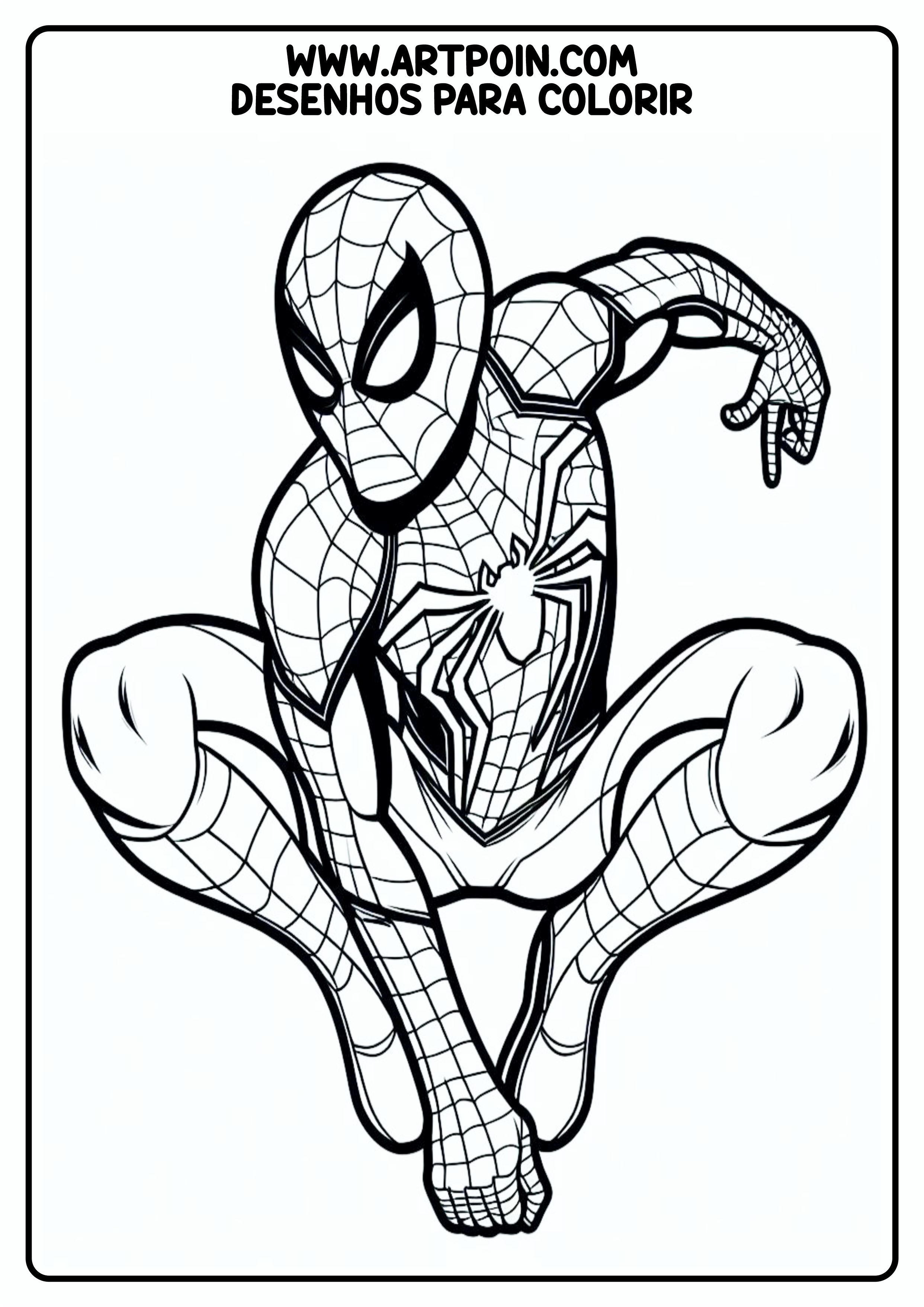 Desenho para colorir homem-aranha super herói Marvel artes gráficas para pintar atividade infantil png