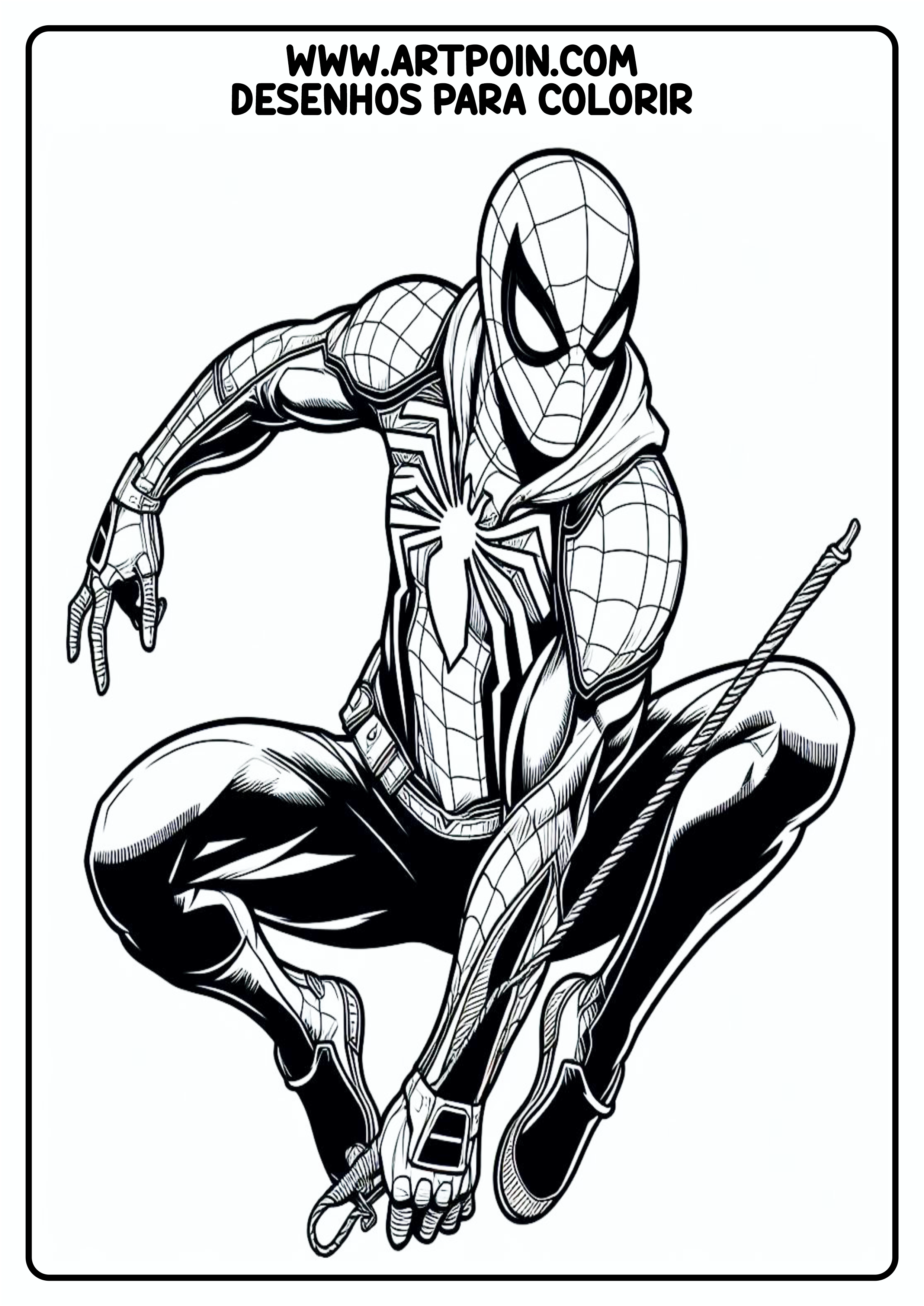 Desenho para colorir homem-aranha Marvel pronto para imprimir e pintar png