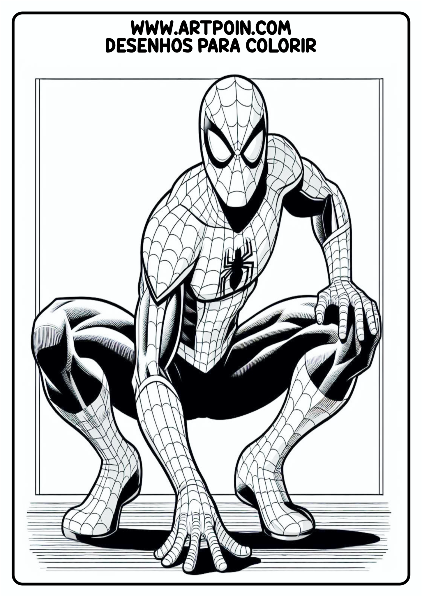 Desenho para colorir homem-aranha Marvel pronto para imprimir e pintar 