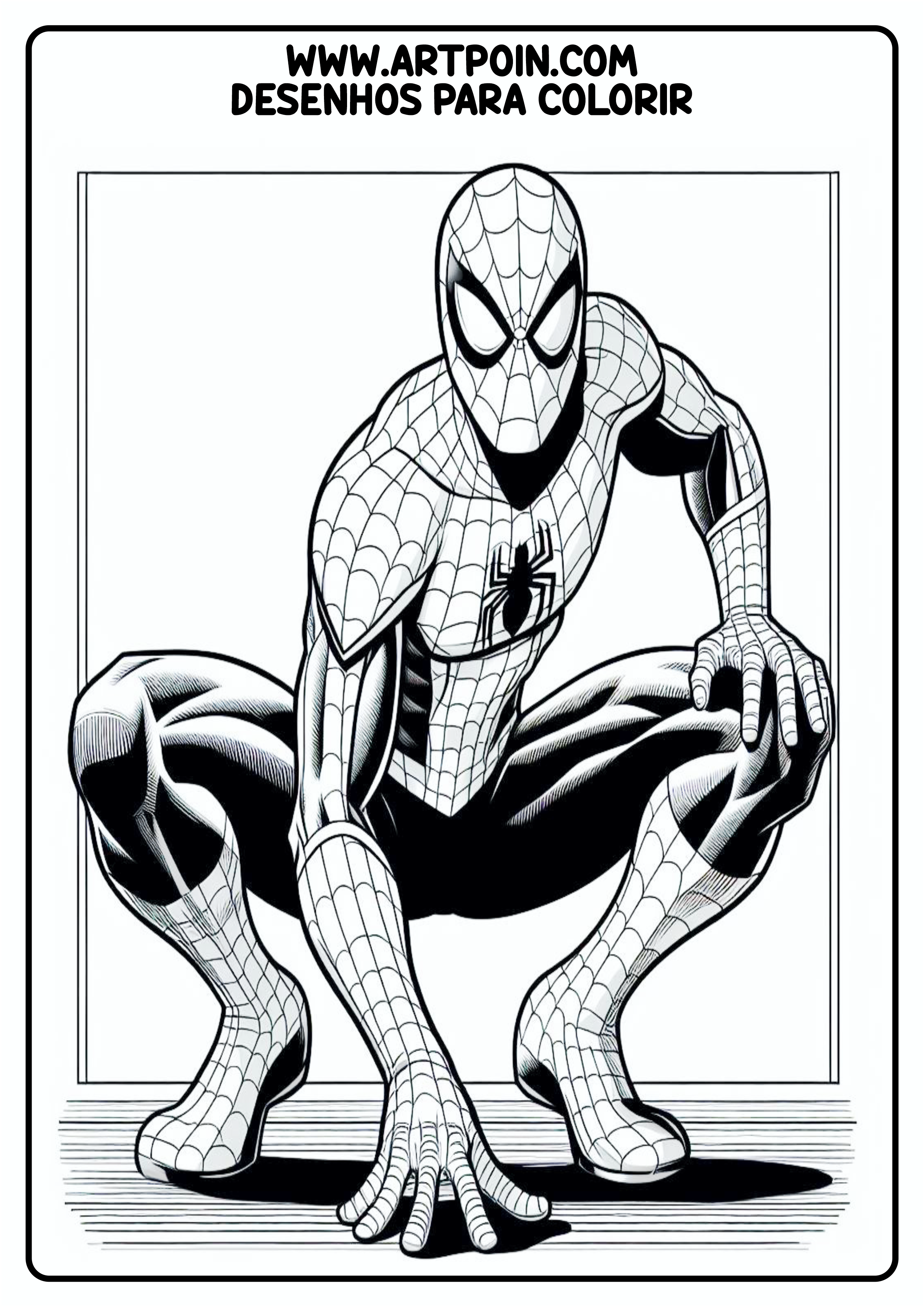 Desenho para colorir homem-aranha Marvel pronto para imprimir e pintar atividade png