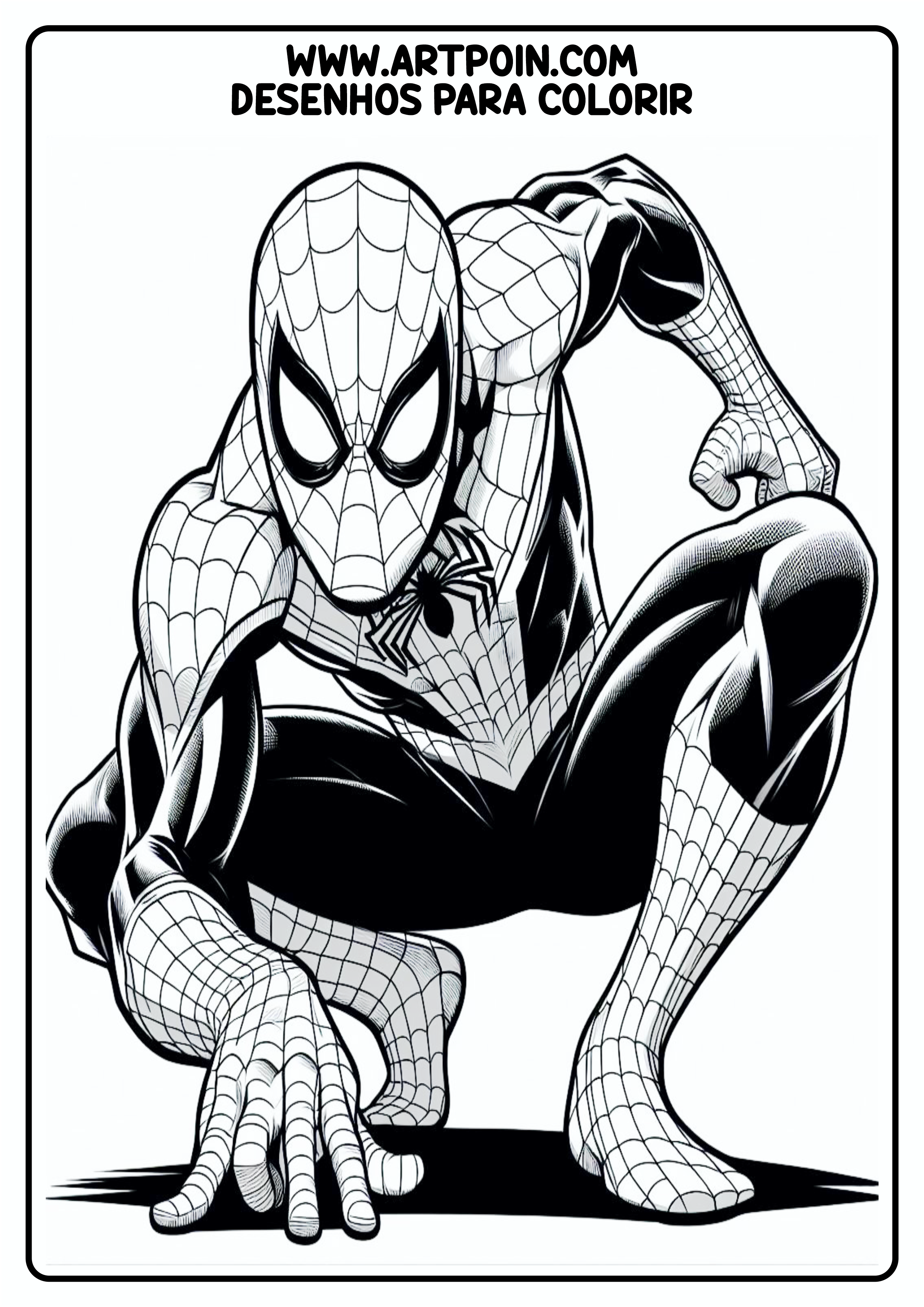 Desenho para colorir homem-aranha Marvel pronto para imprimir e pintar atividade escolar png