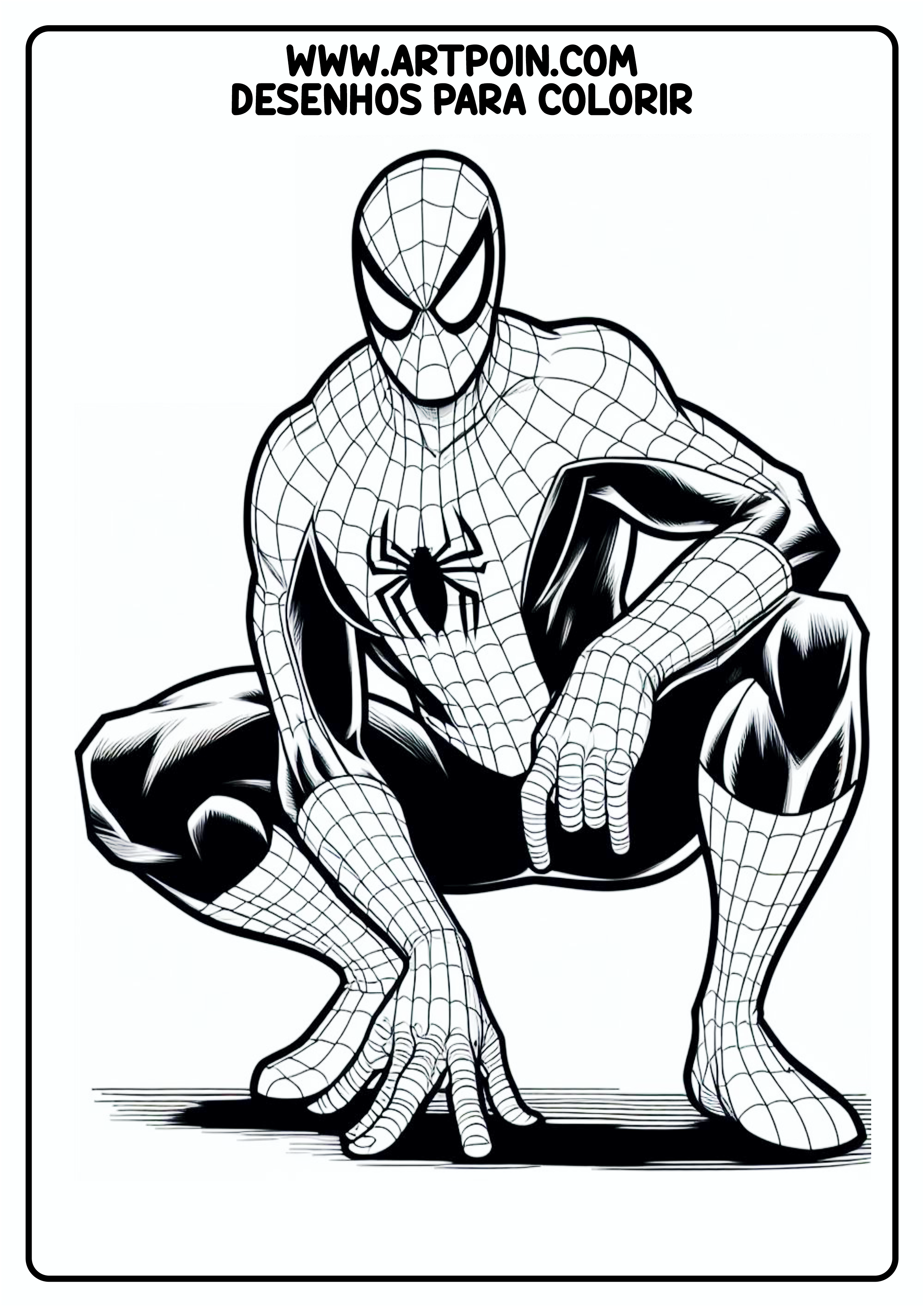 Desenho para colorir homem-aranha Marvel pronto para imprimir e pintar atividade escolar para criança png