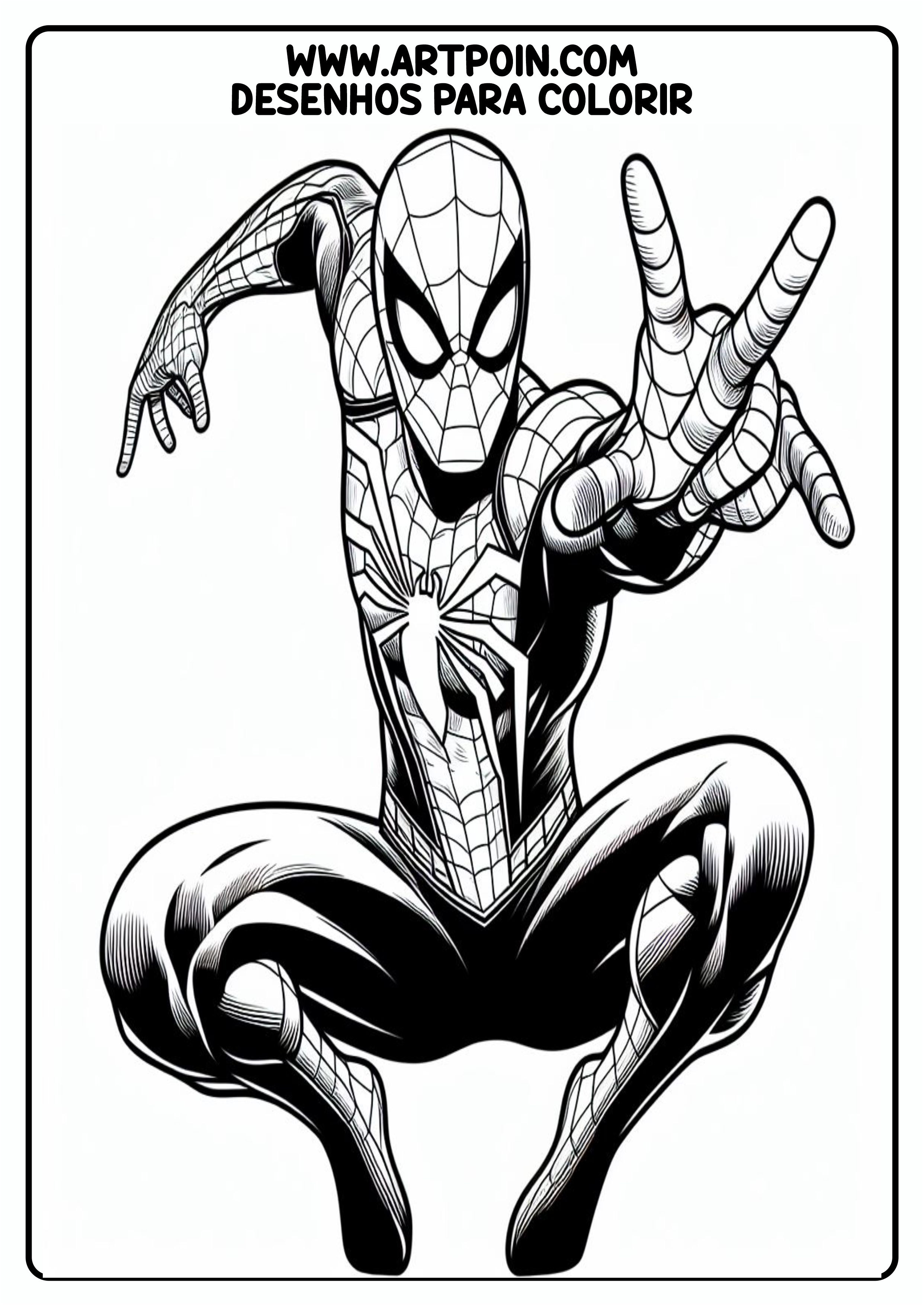 Desenho para colorir homem-aranha Marvel pronto para imprimir e pintar atividade para criança png