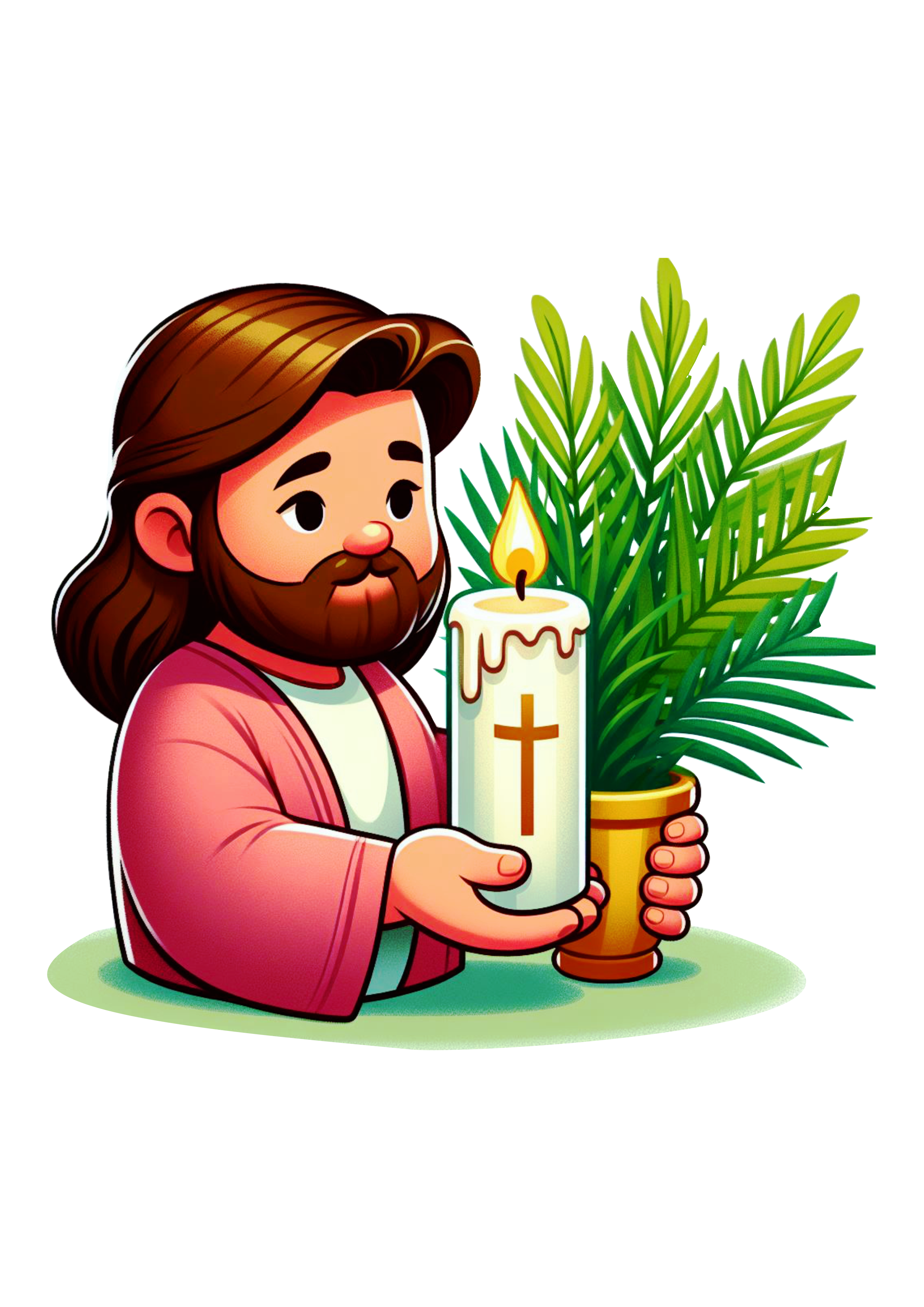 Páscoa a ressureição de Jesus desenho vela ramos de palmeira png