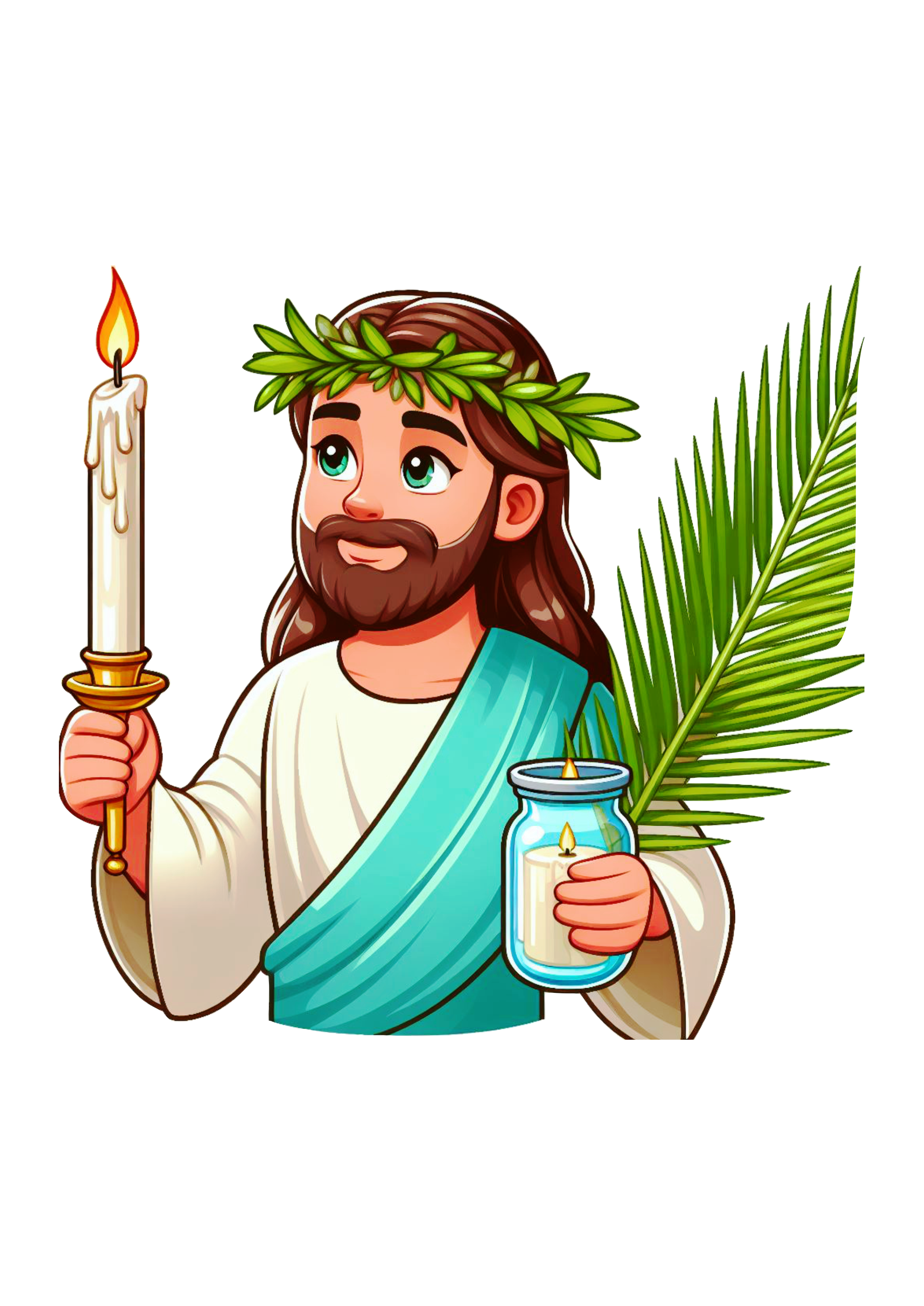 Páscoa a ressureição de Jesus desenho vela ramos de palmeira cristo nosso senhor png