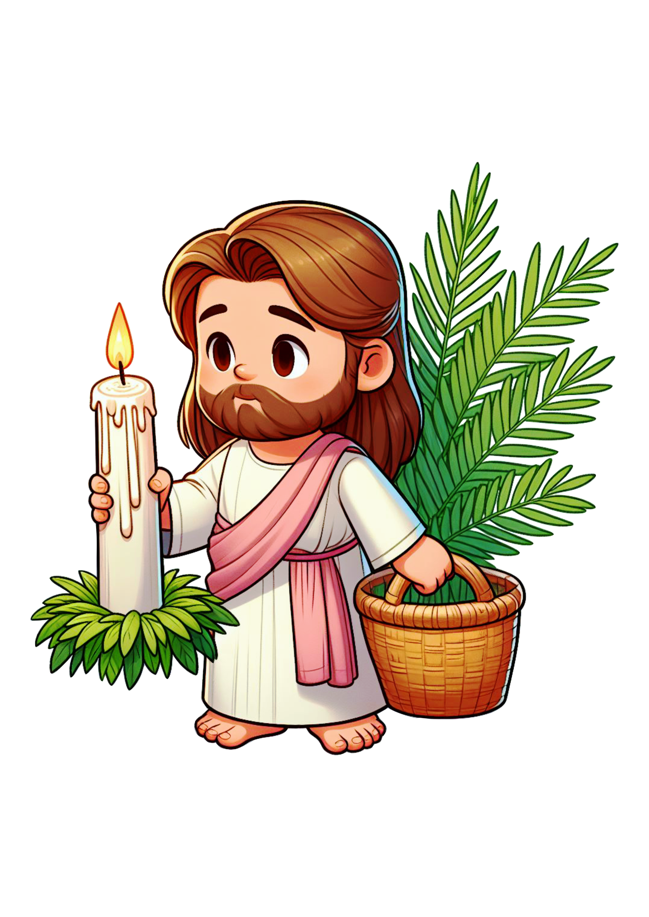 Páscoa a ressureição de Jesus desenho religioso vela ramos de palmeira cristo nosso senhor religião png