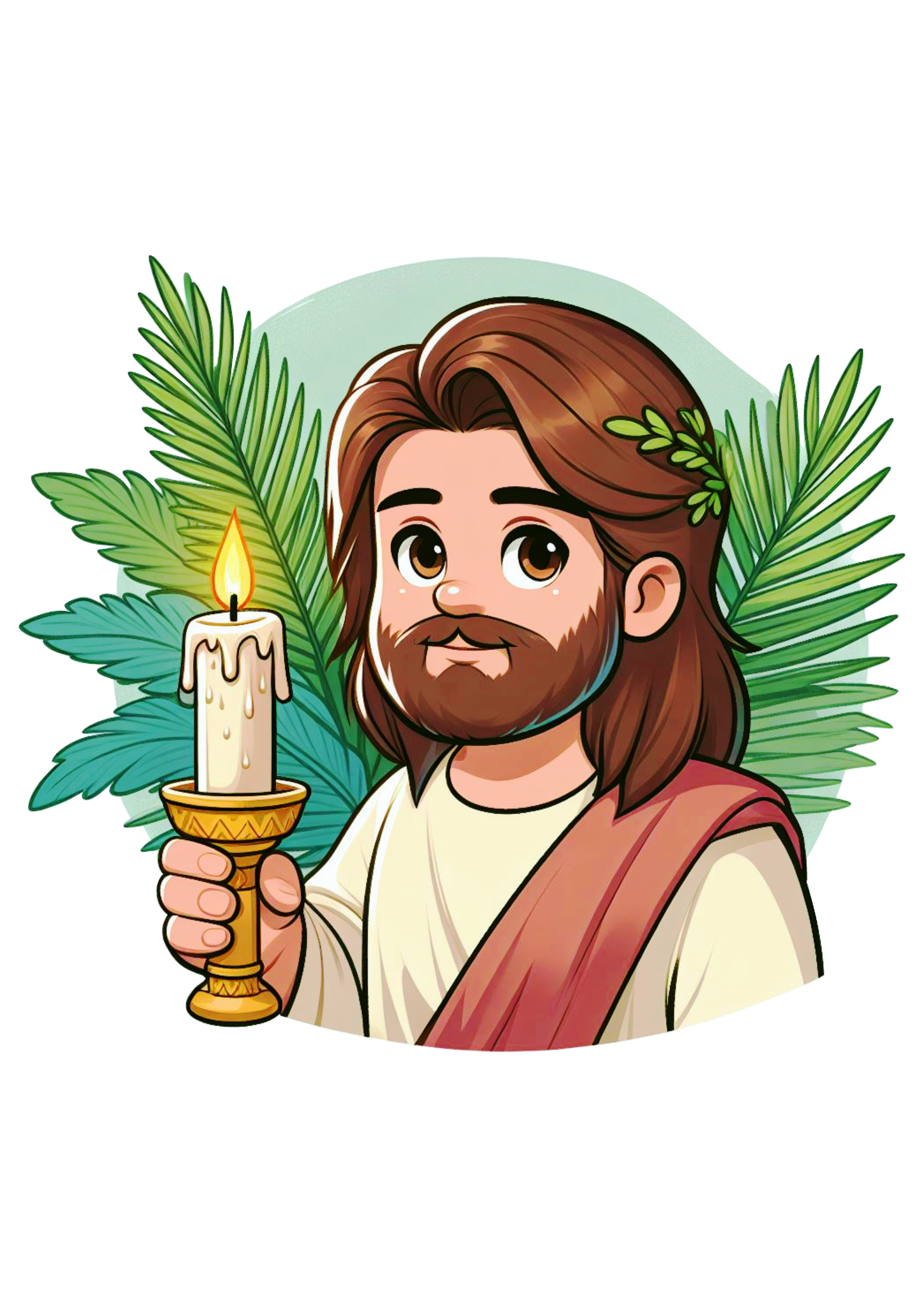 Páscoa a ressureição de Jesus desenho religioso vela ramos de palmeira cristo nosso senhor religião católica png