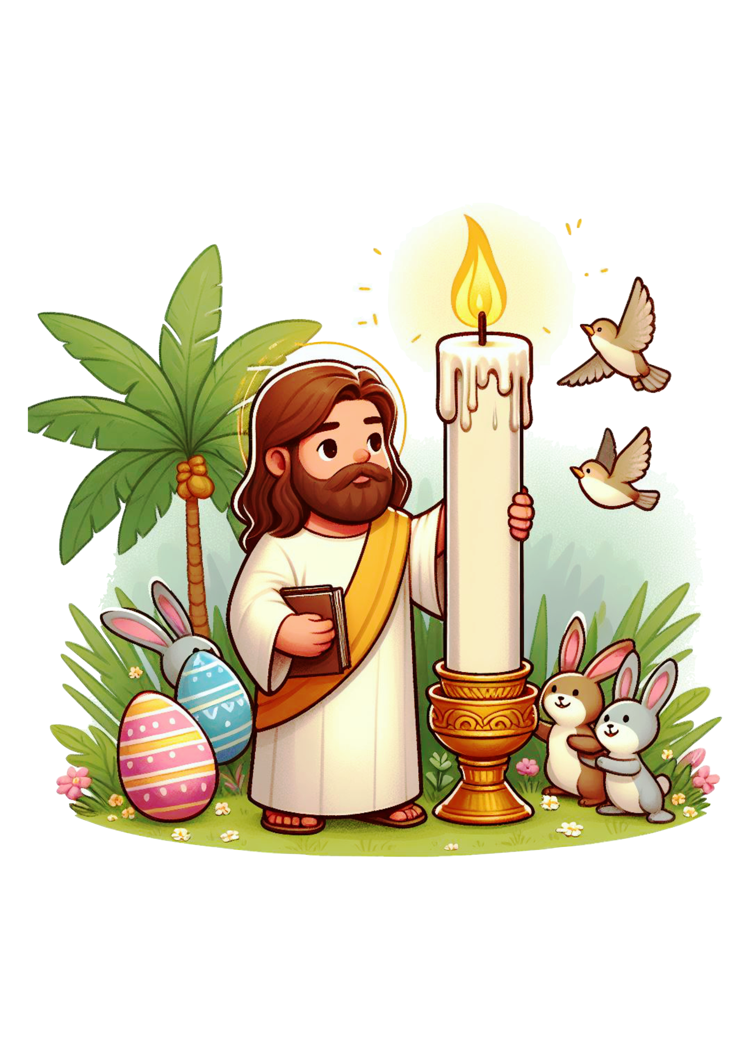 Páscoa a ressureição de Jesus Cristo clipart vetor semana santa quaresma domingo de ramos desenho religioso cenário png