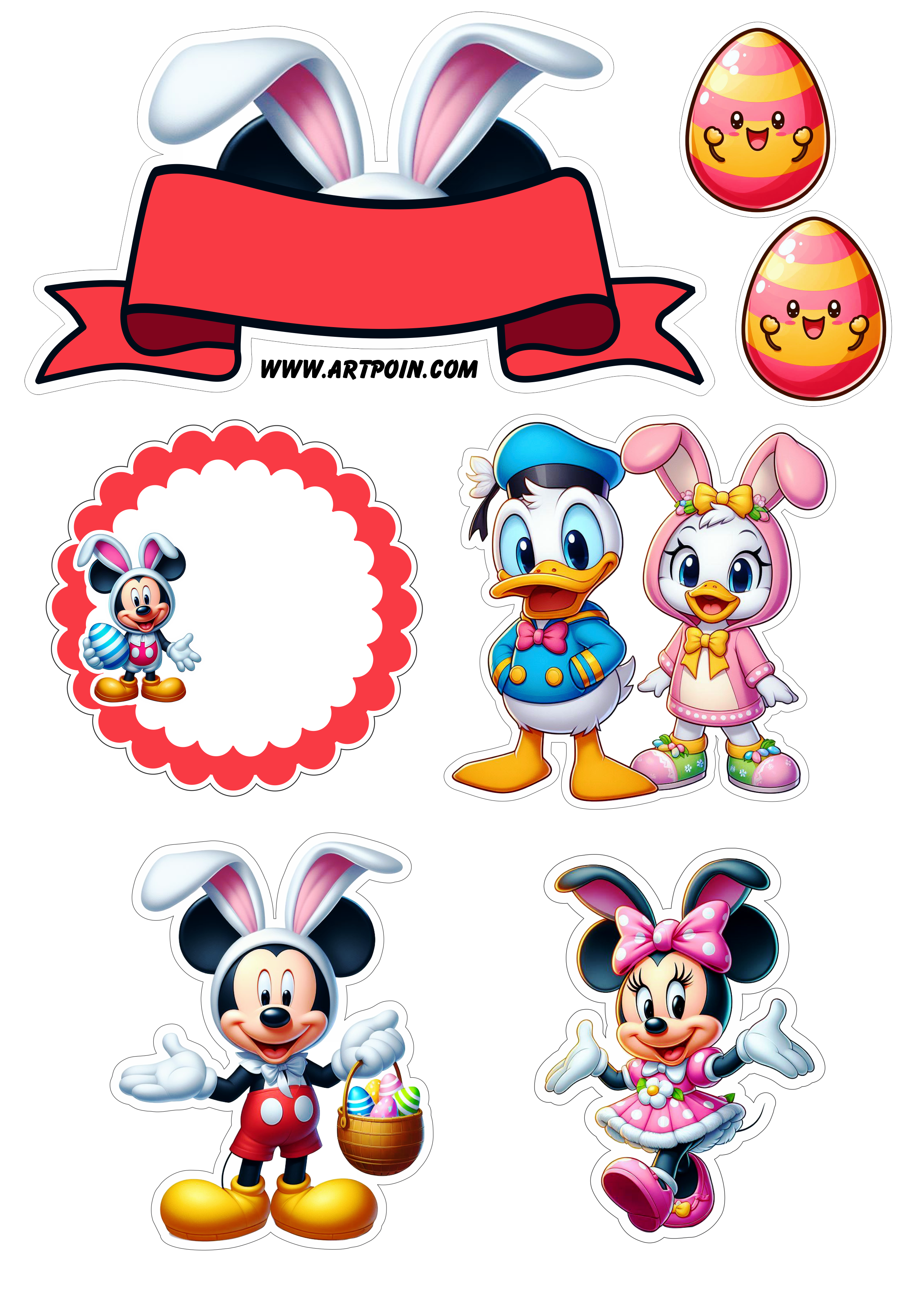 Topo de bolo Mickey Mouse decoração de páscoa artesanato renda extra com personalizados png
