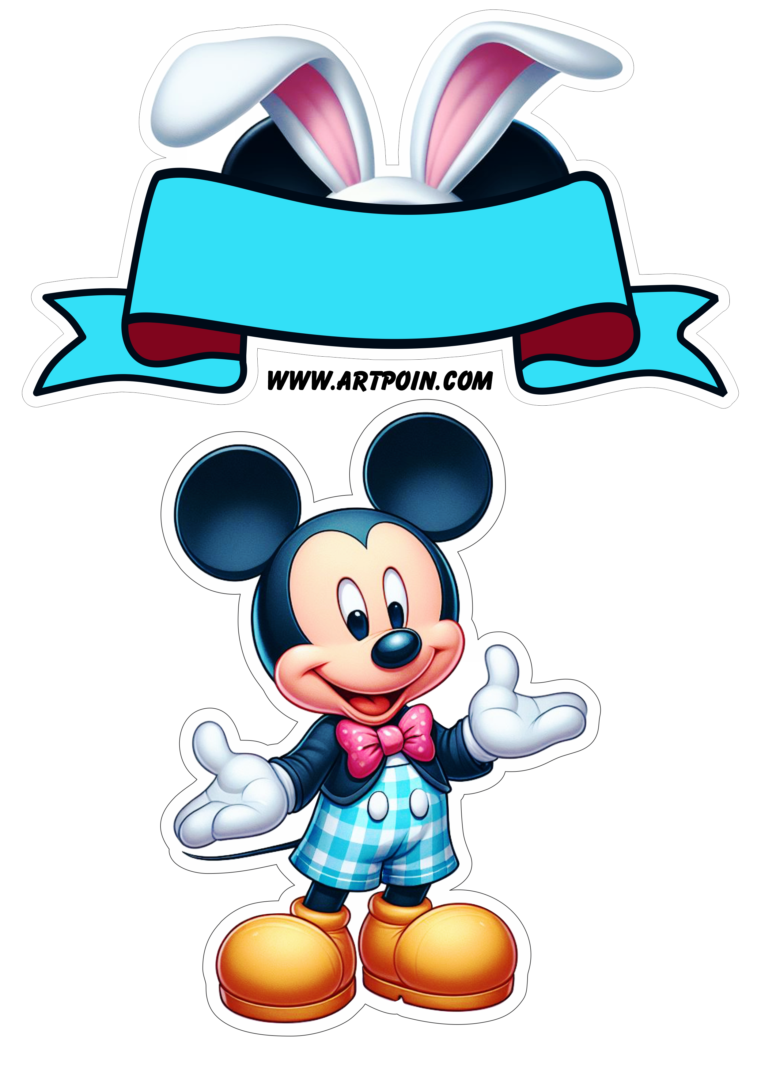 Mickey Mouse topo de bolo fantasia de coelhinho da páscoa azul