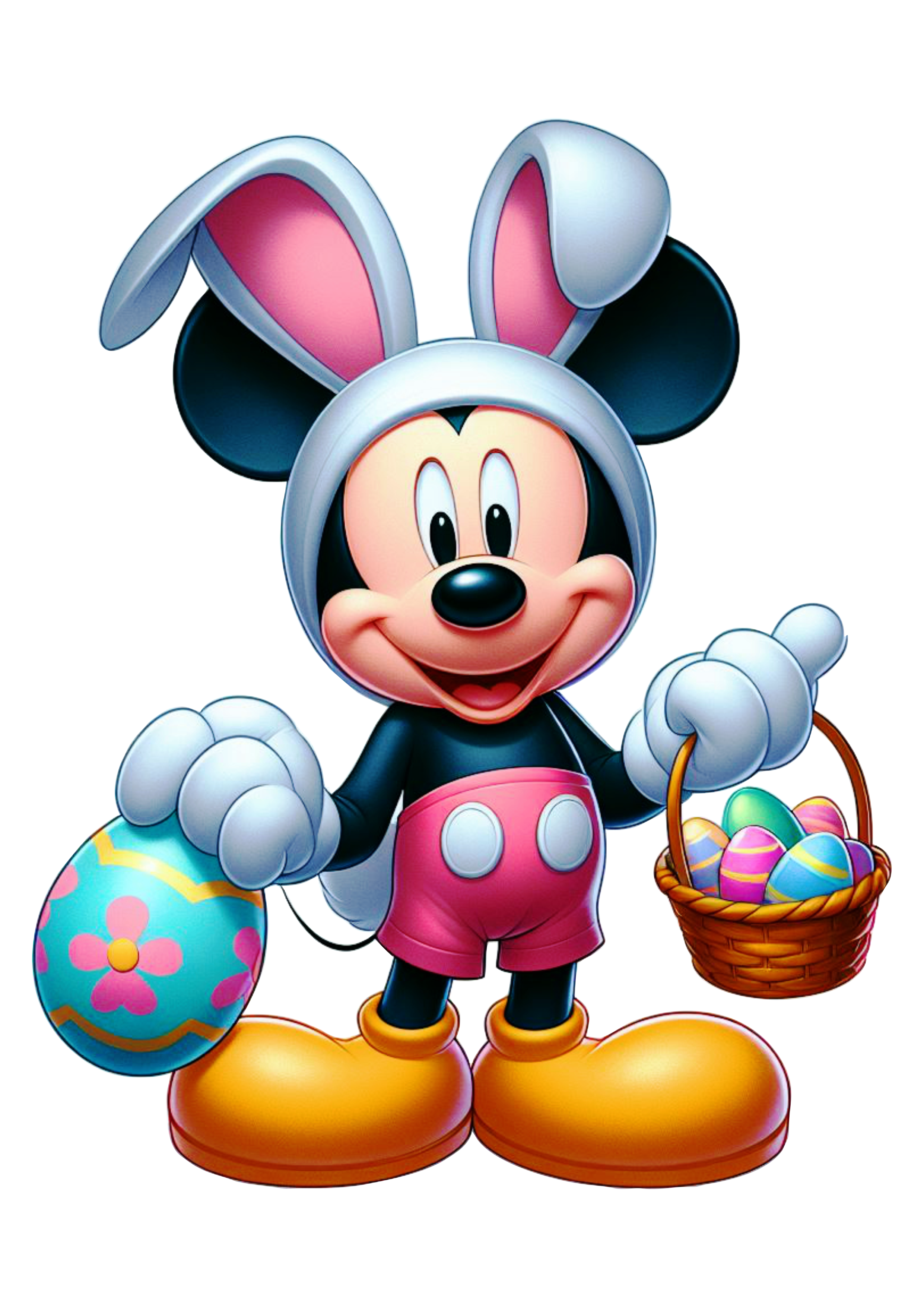 Disney Mickey mouse fantasiado de coelhinho da páscoa desenho infantil pack de imagens fofura ovos de páscoa png
