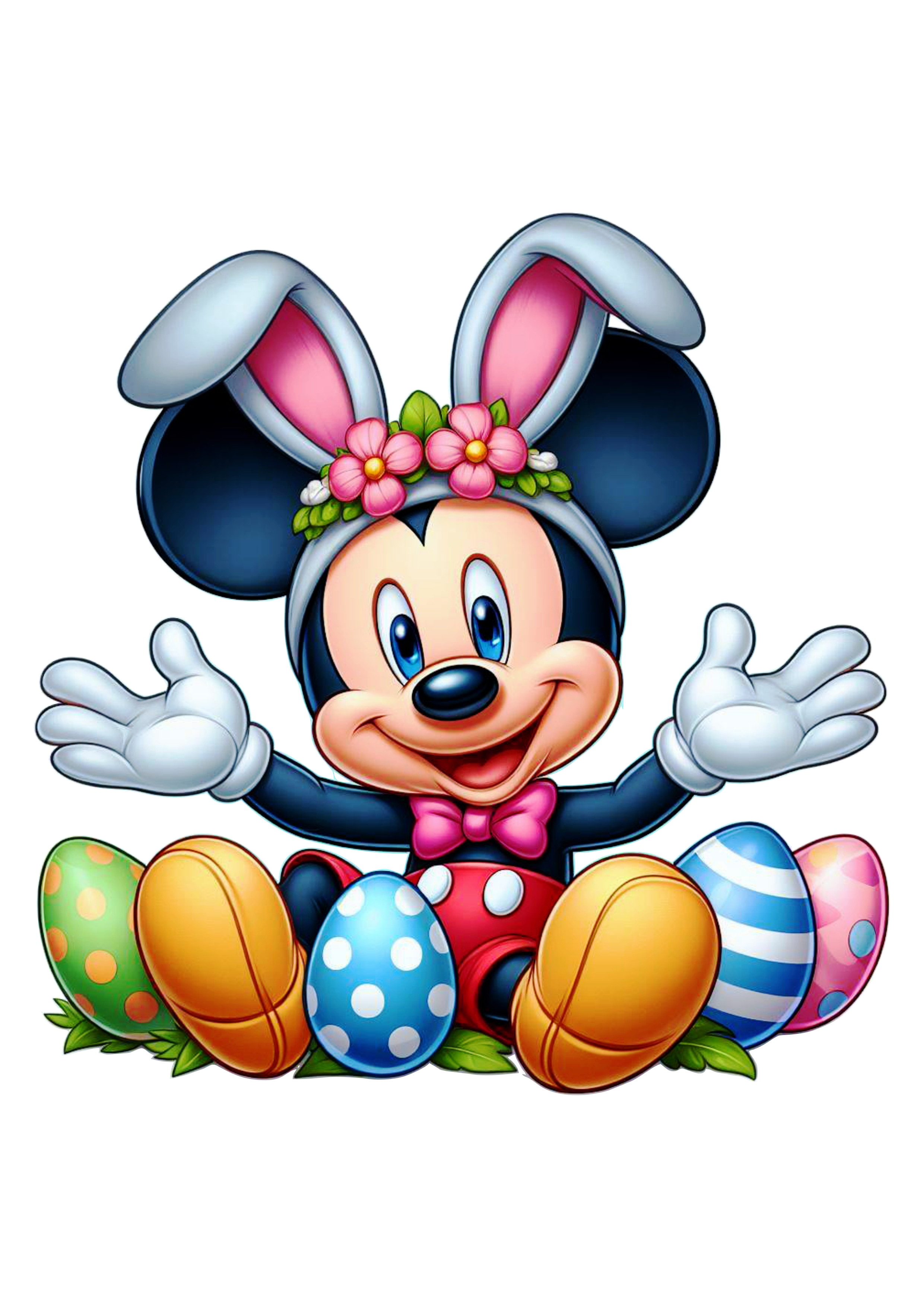 Disney Mickey mouse fantasiado de coelhinho da páscoa desenho infantil pack de imagens fofura ovos de páscoa free png