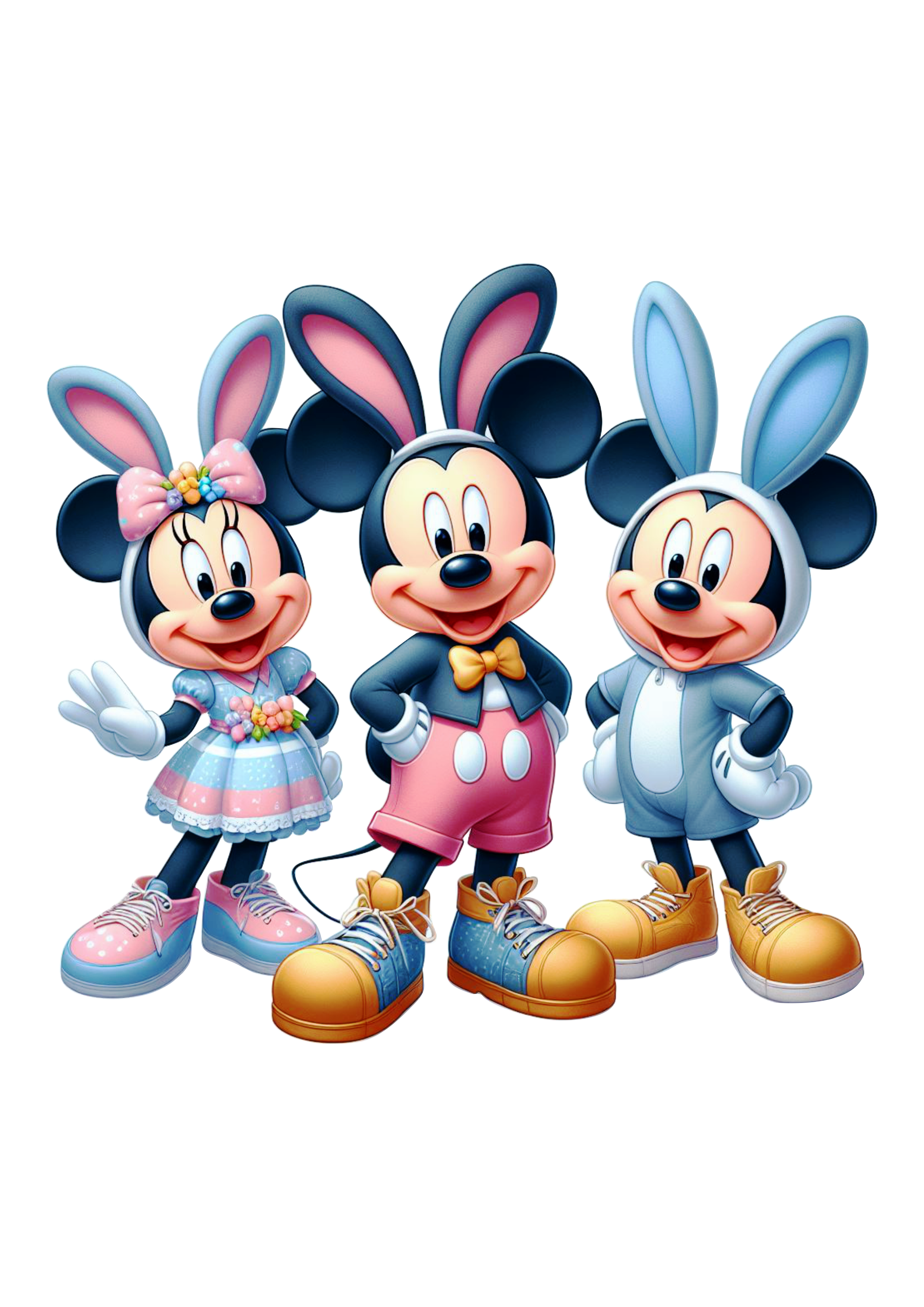 Disney Mickey mouse fantasiado de coelhinho da páscoa clipart vetor ilustração cesta de ovos pronto para imprimir design png
