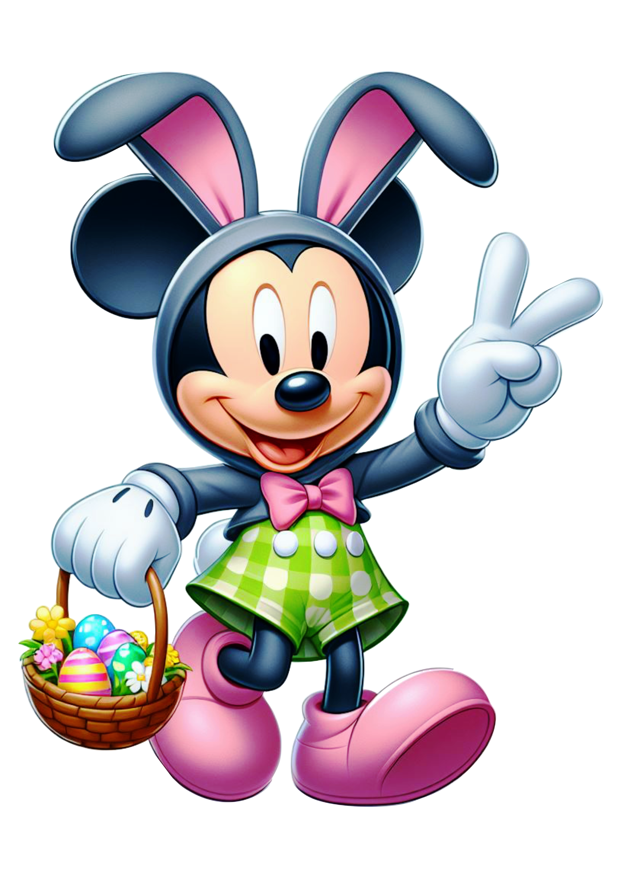 Imagens de páscoa decoração Mickey Mouse com orelhas de coelhinho desenho infantil clipart png vetor