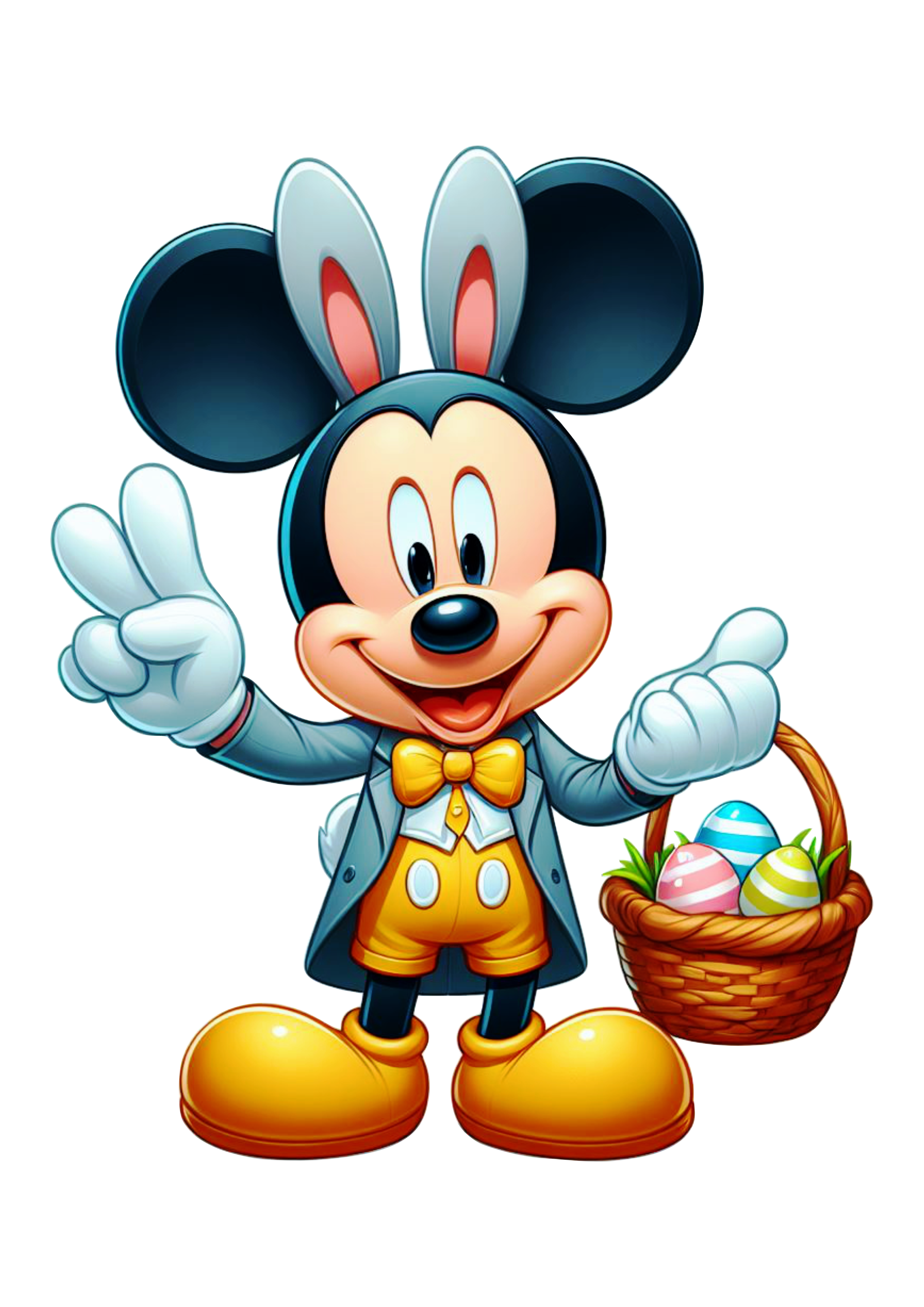 Imagens de páscoa decoração Mickey Mouse com orelhas de coelhinho desenho infantil clipart png vetor Disney ilustração grátis
