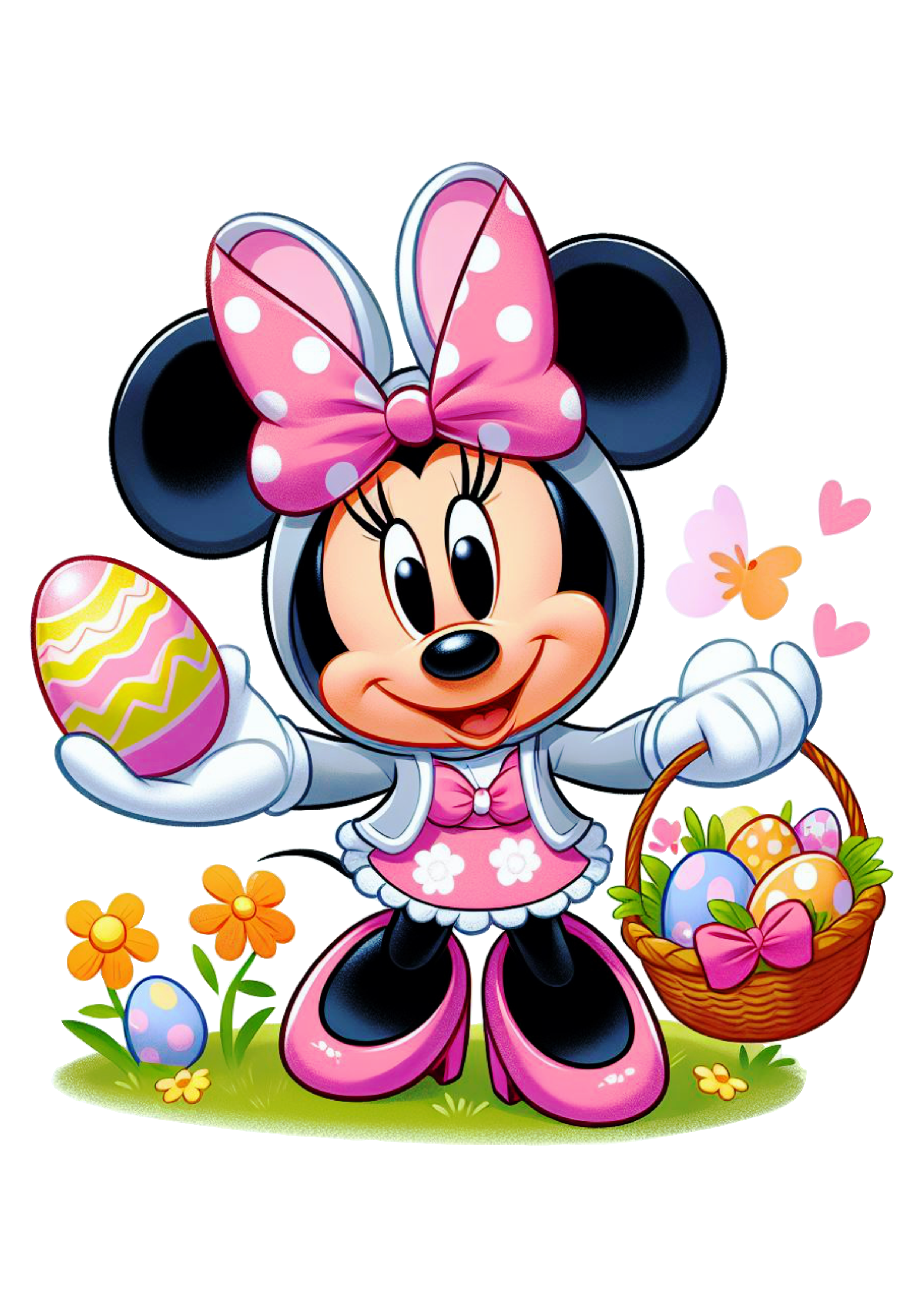 Minnie Mouse rosa especial de páscoa cesta de ovos de chocolate desenho infantil png