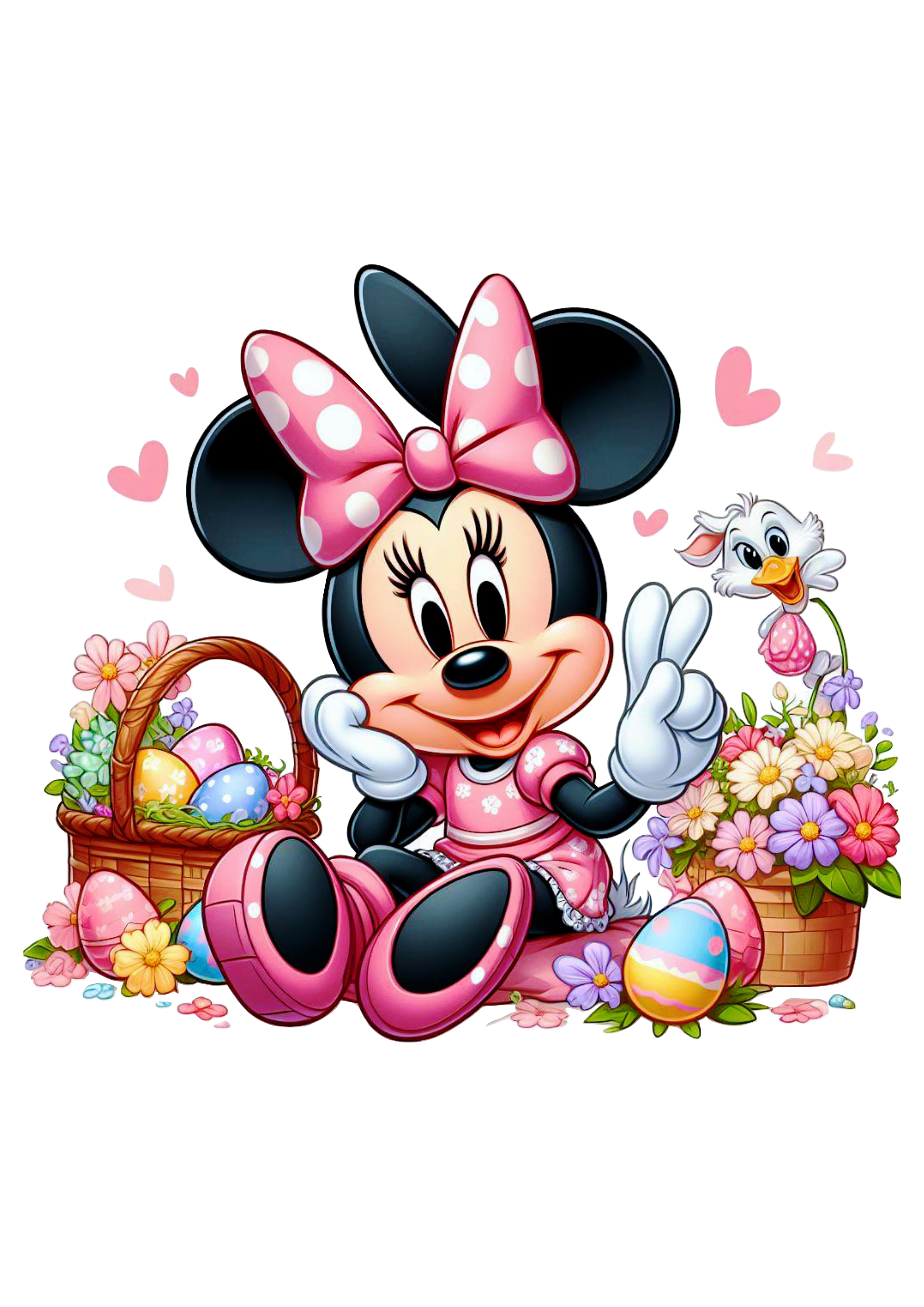 Minnie Mouse rosa especial de páscoa cesta de ovos de chocolate desenho infantil clipart png