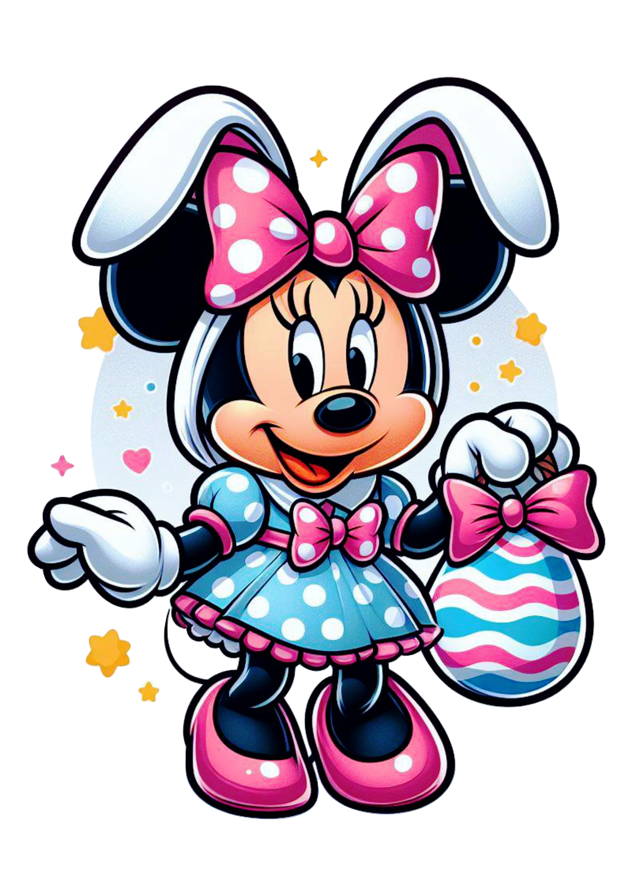 Minnie Mouse rosa especial de páscoa vestida de coelhinho desenho infantil clipart vetor Disney png