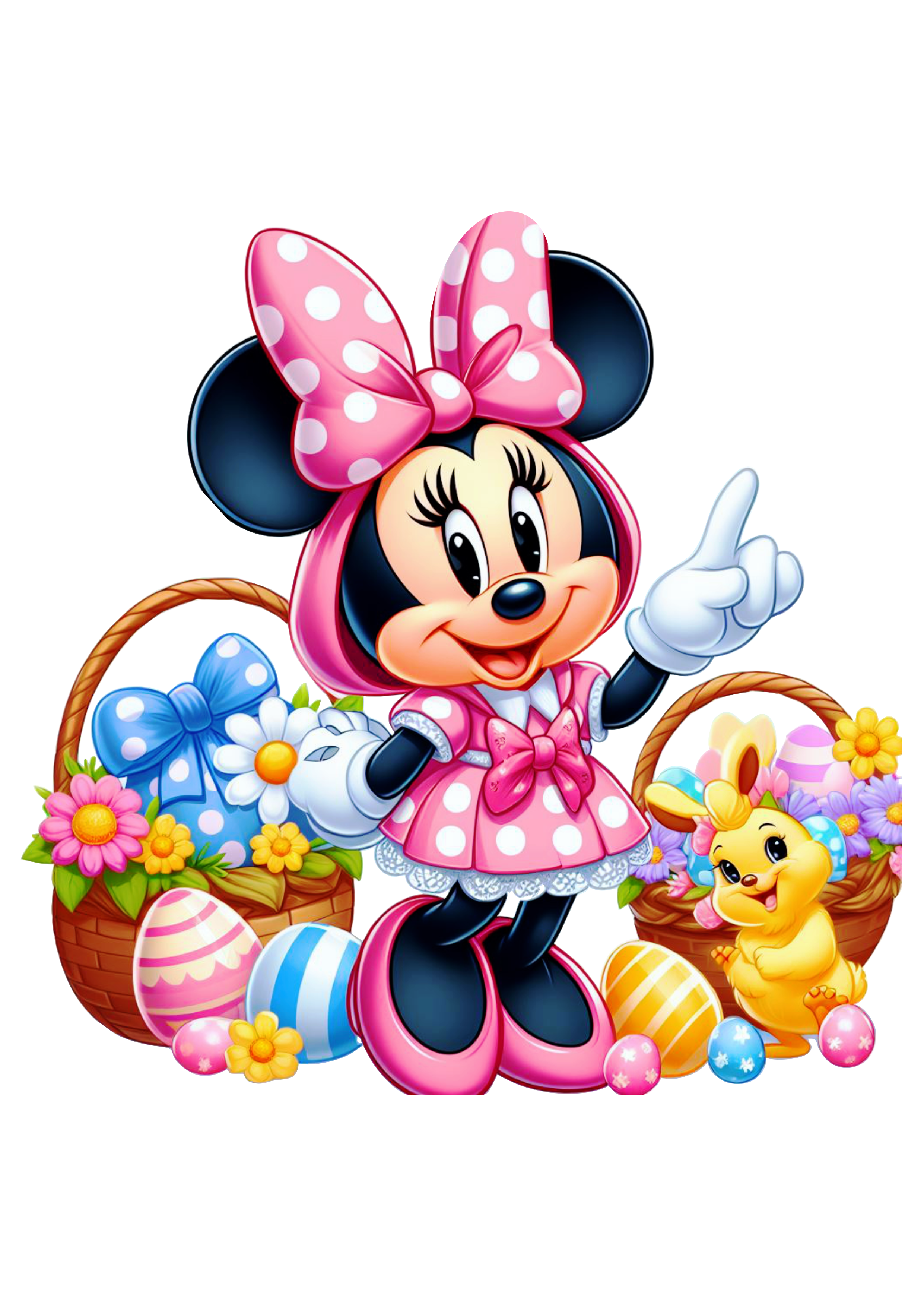 Minnie Mouse rosa especial de páscoa cesta de ovos de chocolate desenho infantil clipart vetor Disney design png