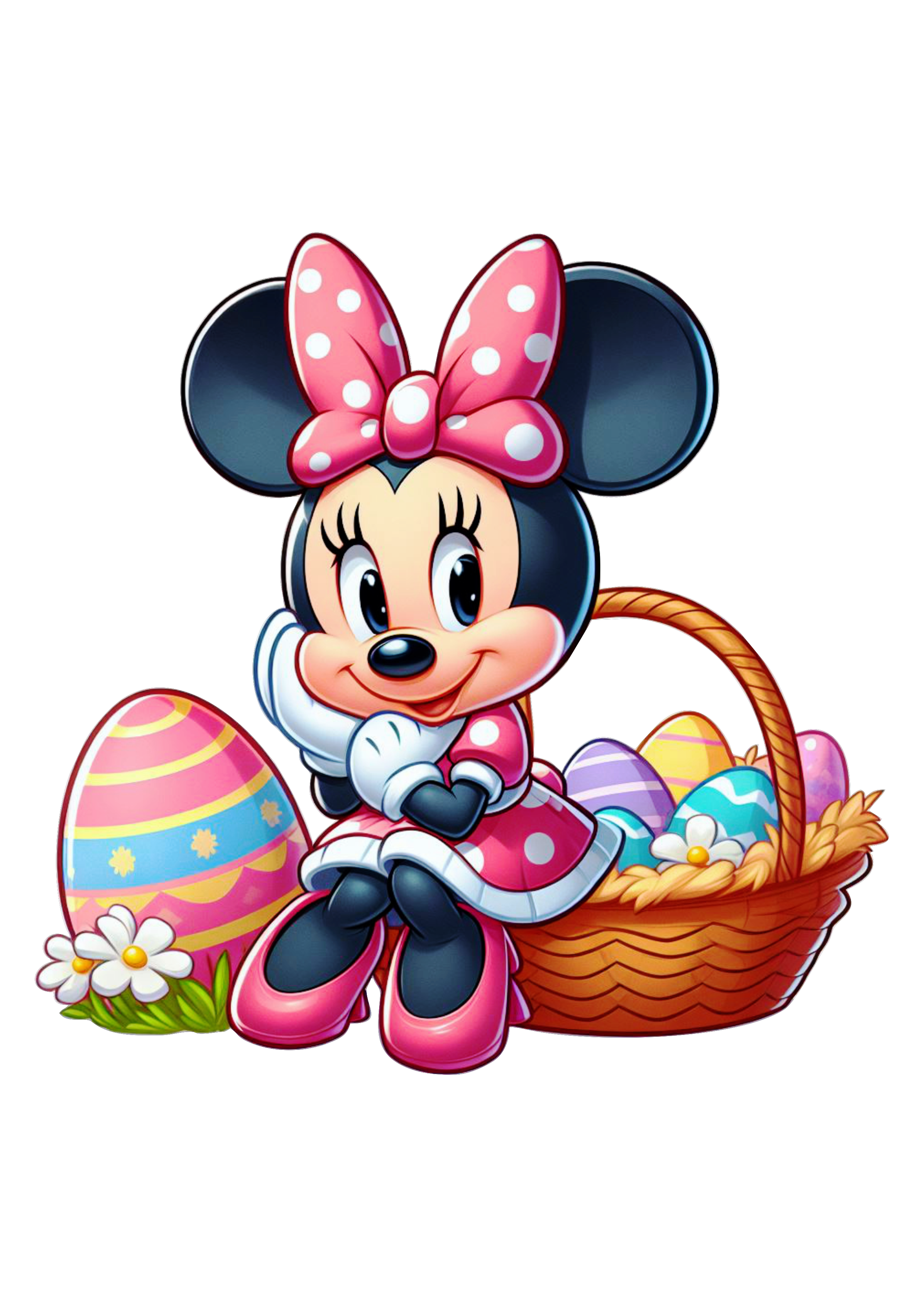 Desenho infantil Minnie mouse decoração de páscoa clipart free png