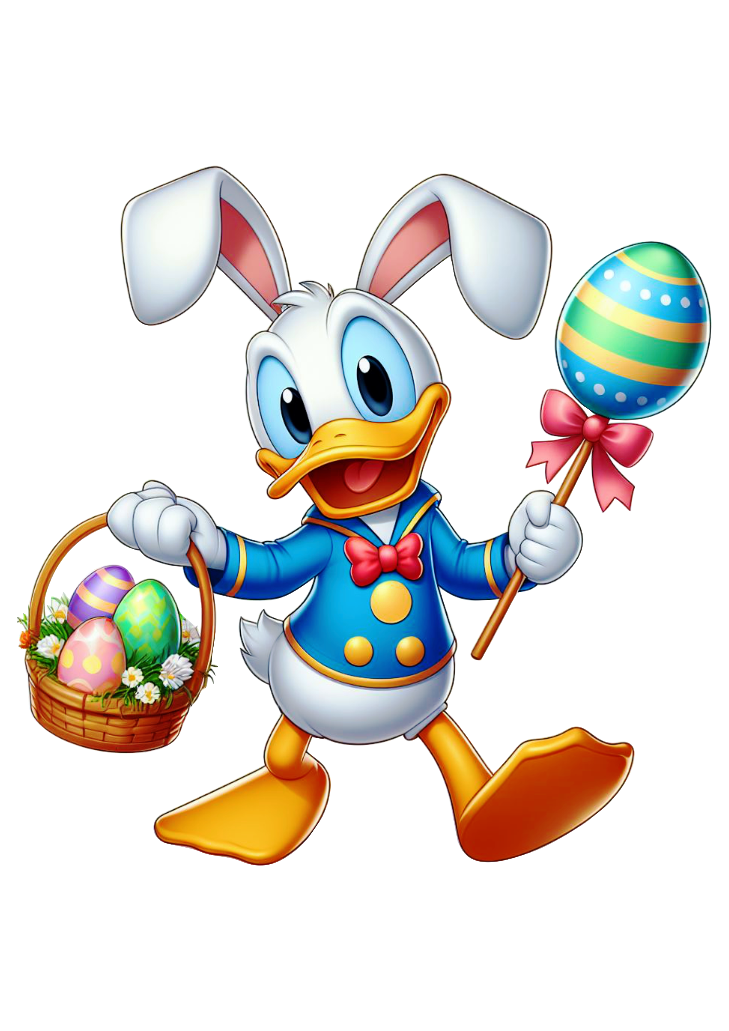 Imagens Disney Pato Donaldo coelhinho da páscoa cestinha de ovos png