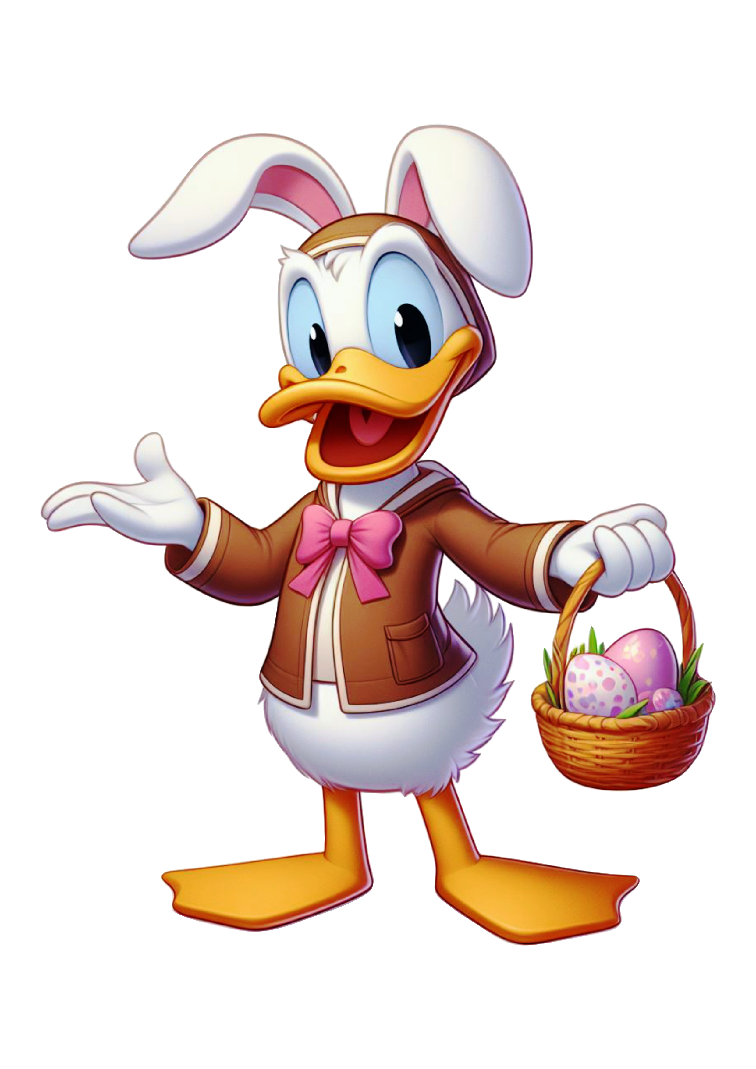 Pato Donald fantasiado de coelhinho da páscoa clipart vetor roupa marrom artes visuais Disney png image