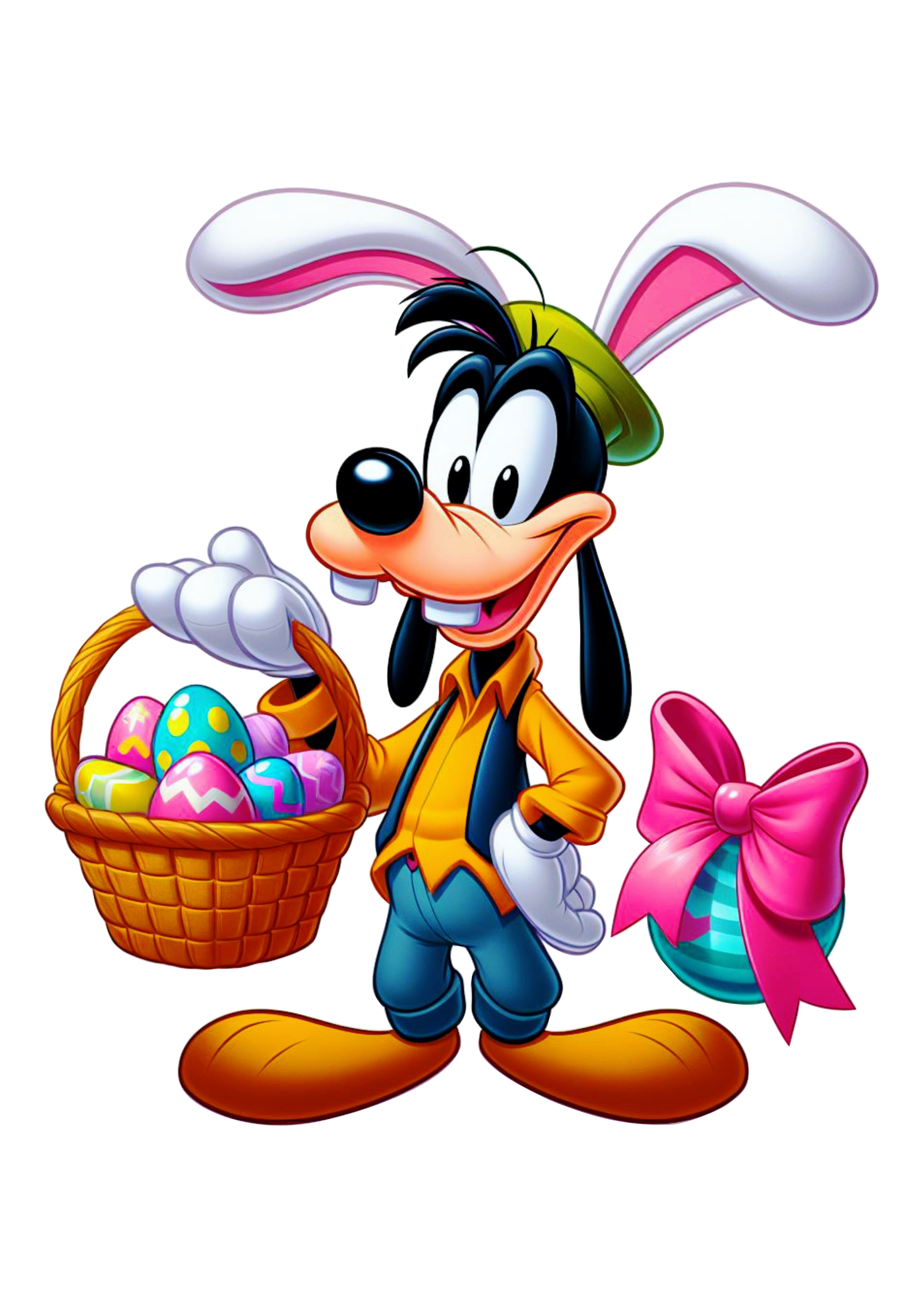 Turma do Mickey Mouse especial de páscoa pateta com cesta de ovos png