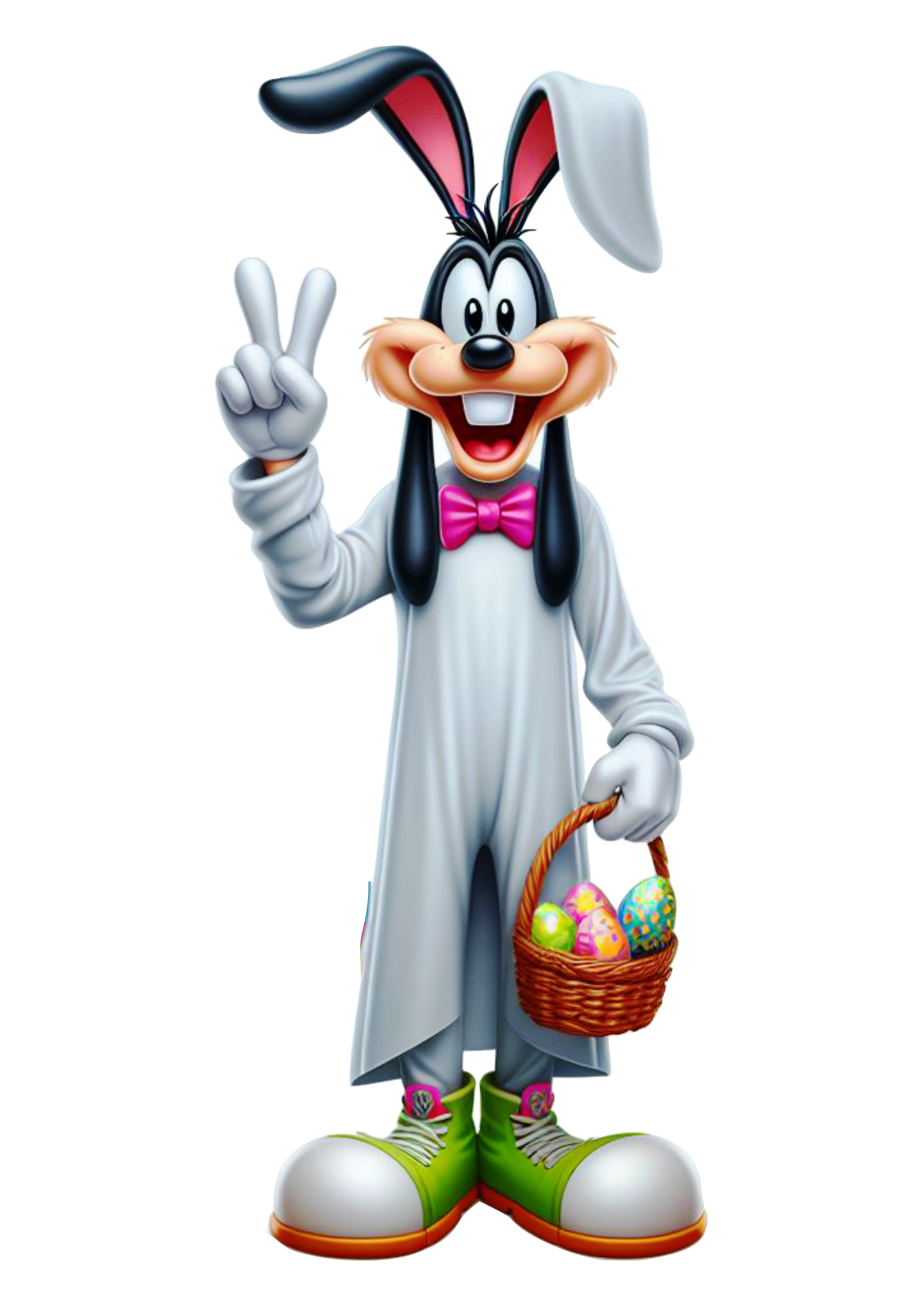 Turma do Mickey Mouse especial de páscoa pateta com cesta de ovos de chocolate vetor clipart png