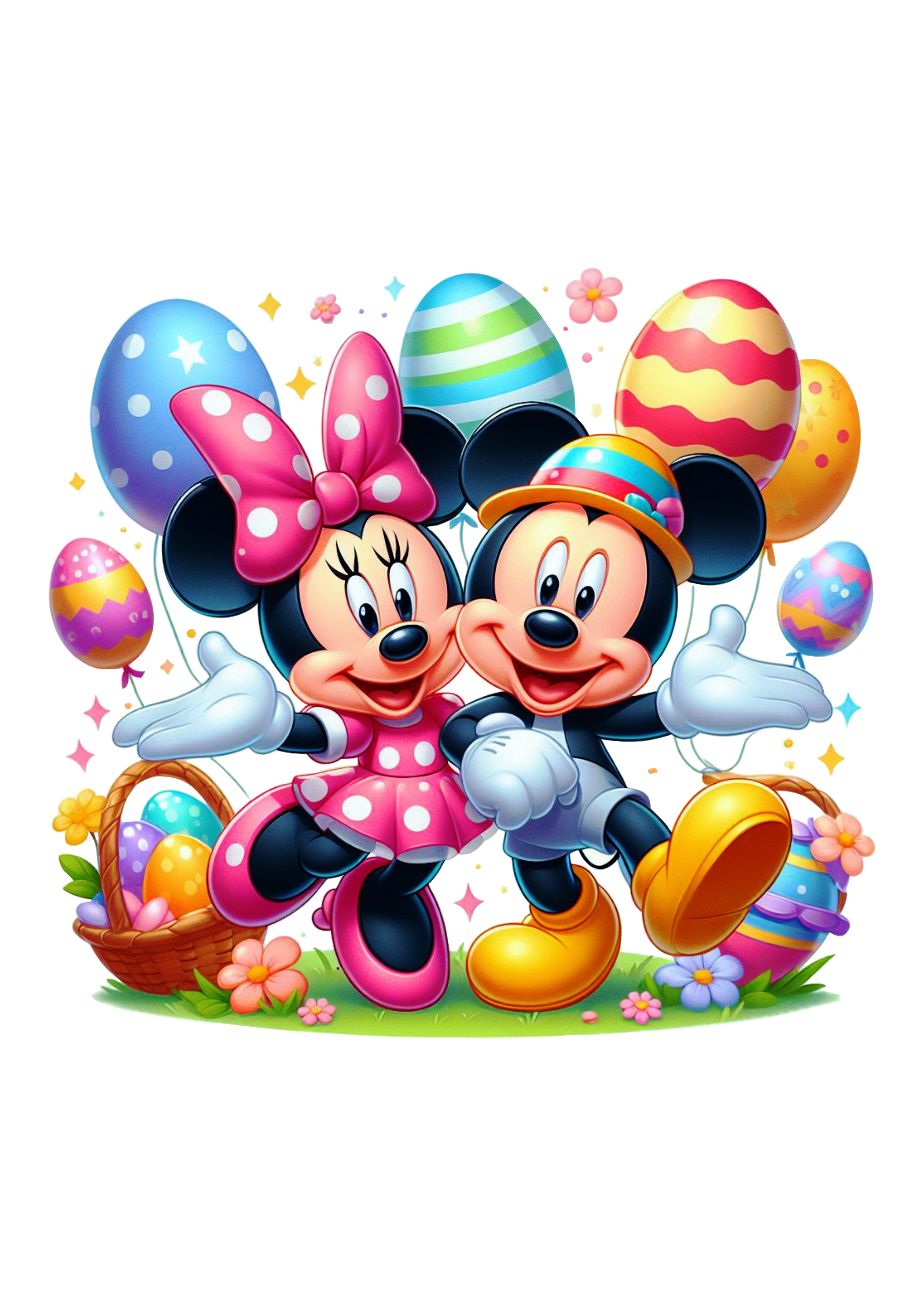 Mickey e Minnie especial de páscoa fundo transparente ovos de chocolate png