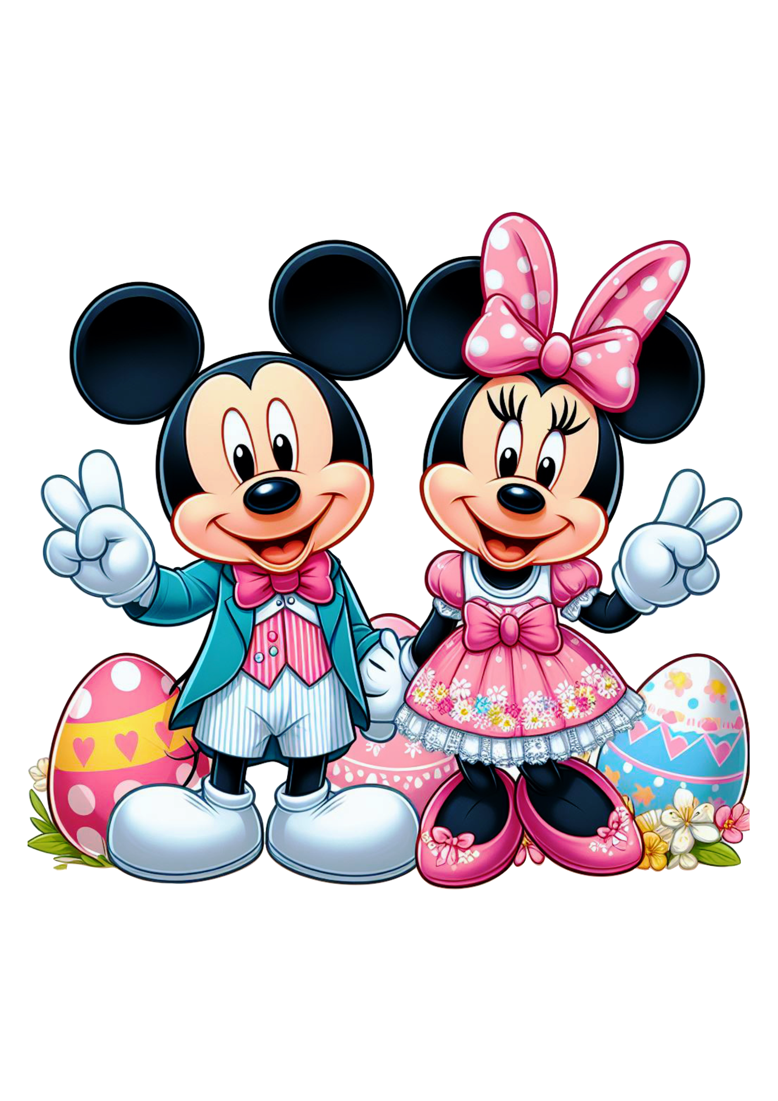 Mickey e Minnie especial de páscoa fundo transparente ovos de chocolate clipart png