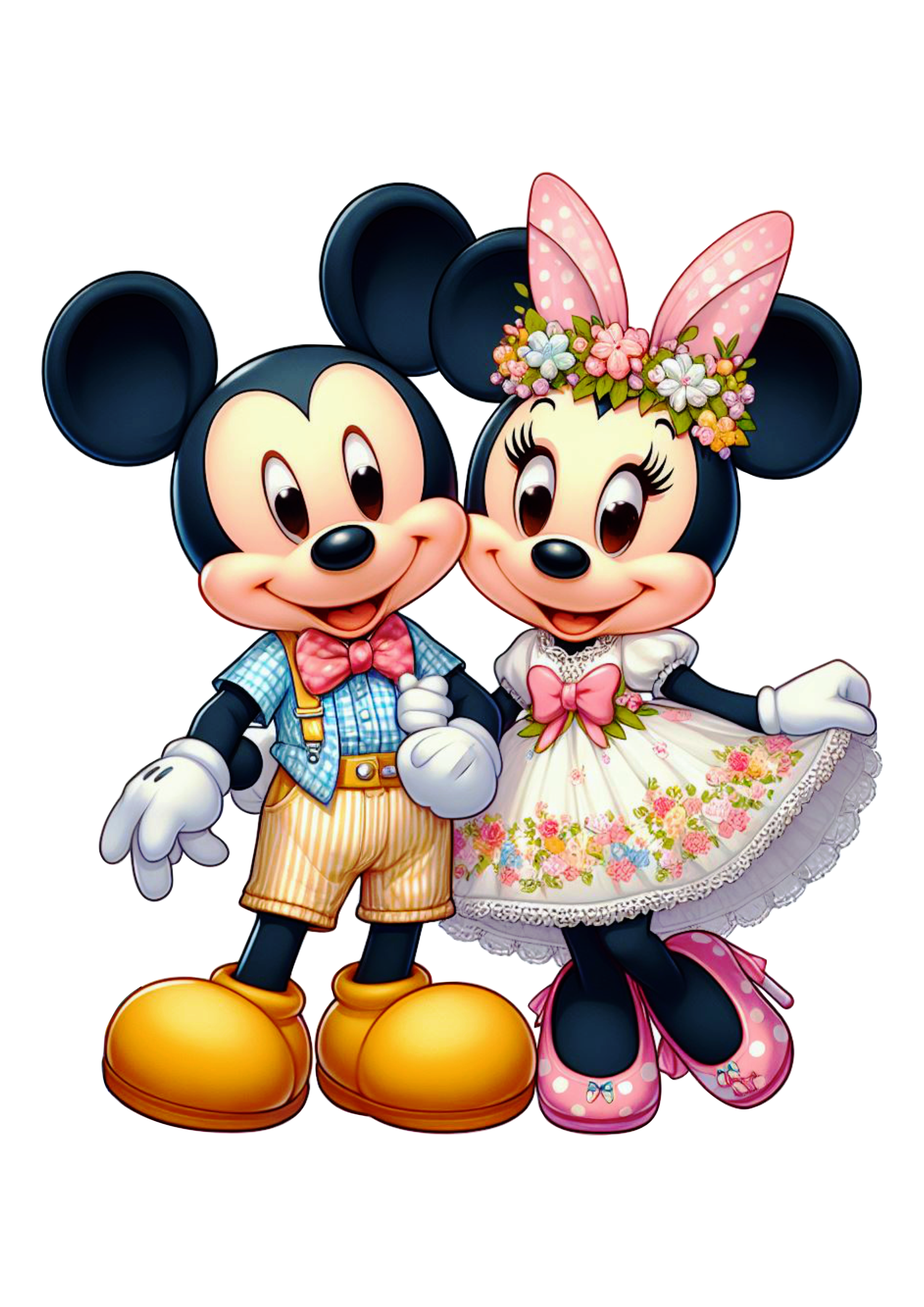 Mickey e Minnie especial de páscoa fundo transparente ovos de chocolate clipart vetor ilustração png