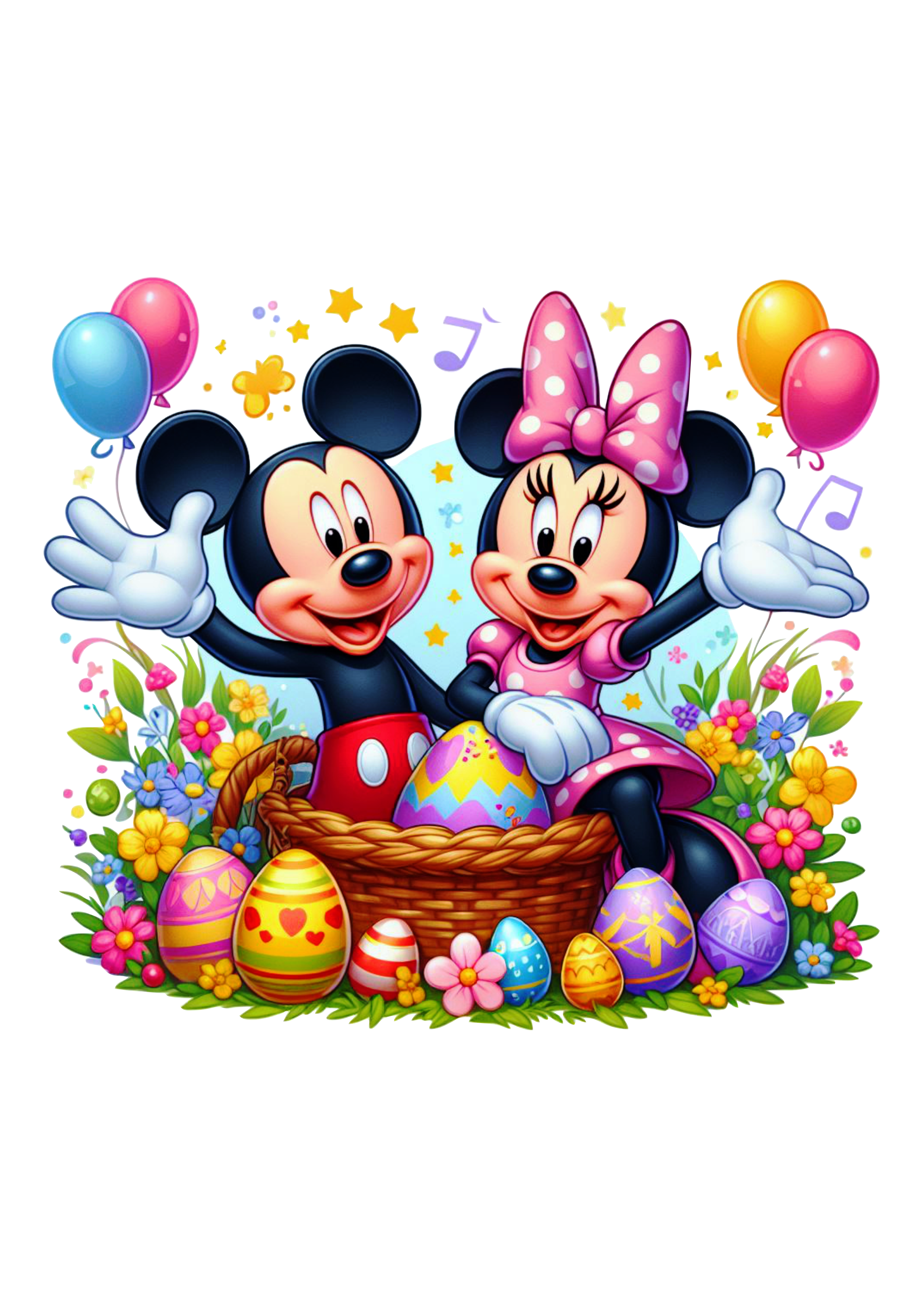 Mickey e Minnie especial de páscoa fundo transparente ovos de chocolate clipart vetor ilustração artes visuais png