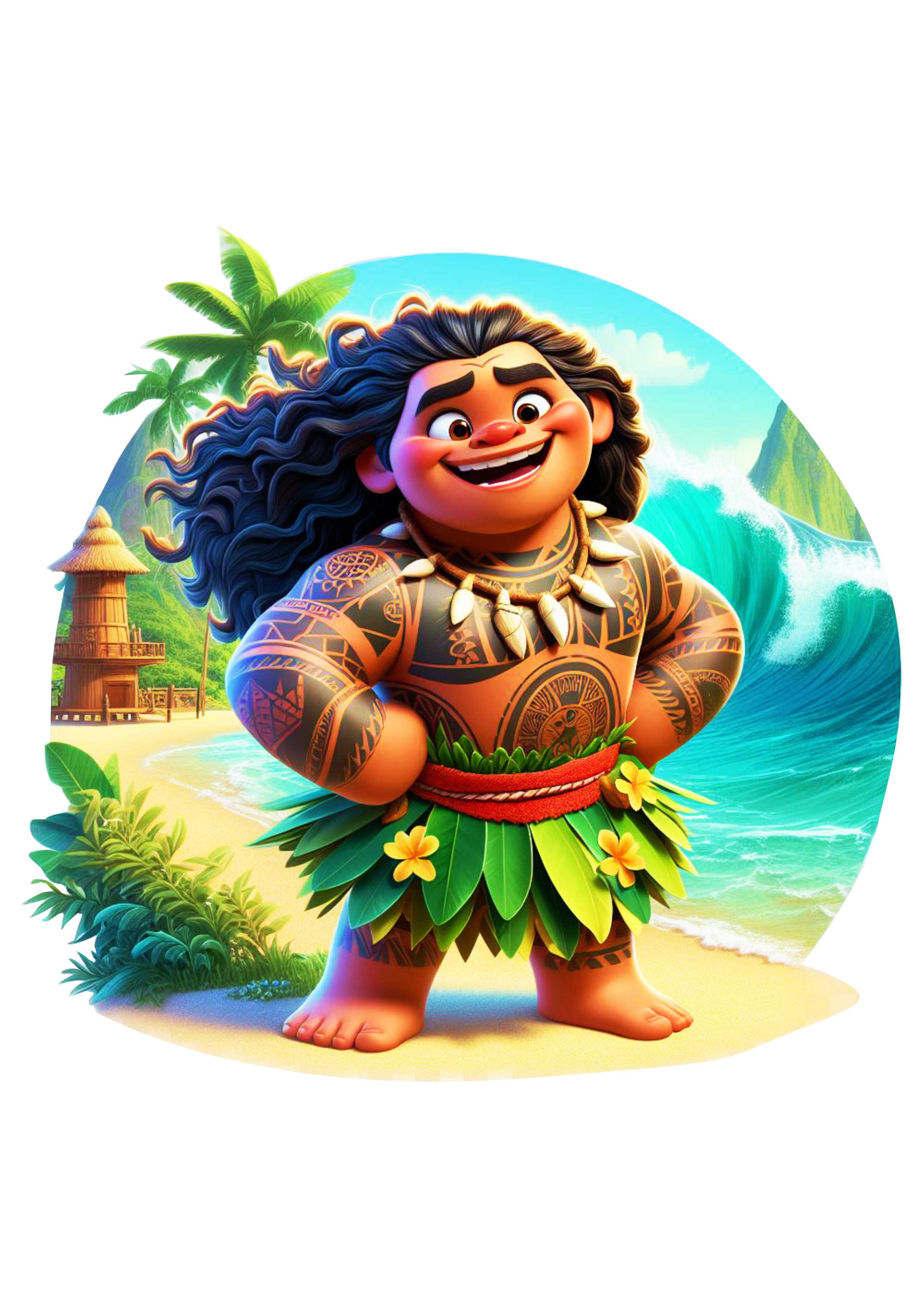 Maui personagem Disney Moana desenho infantil ilustração png painel