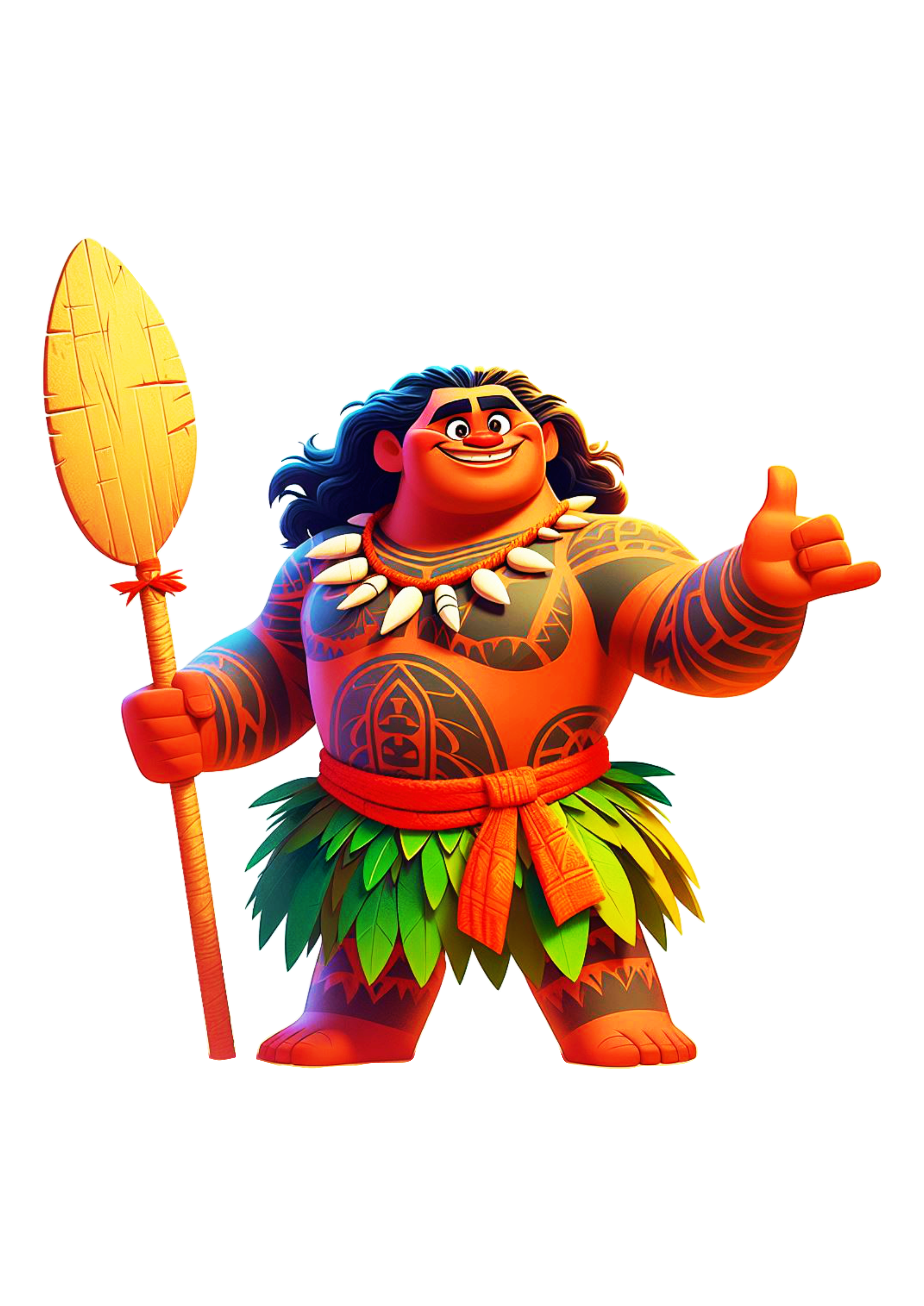 Maui com remo personagem Disney Moana desenho infantil ilustração png clipart