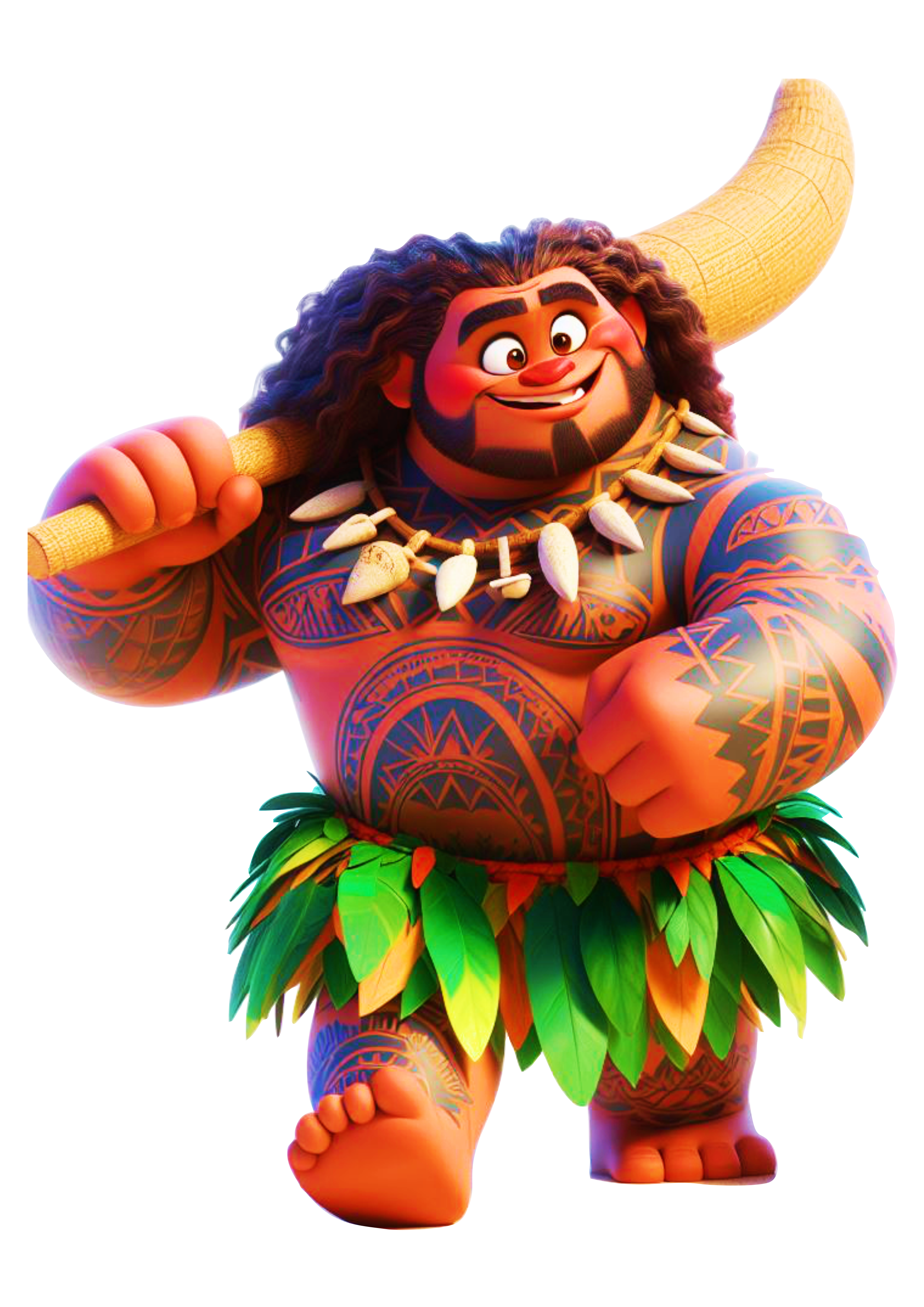 Maui com barba personagem Disney Moana desenho infantil ilustração png clipart