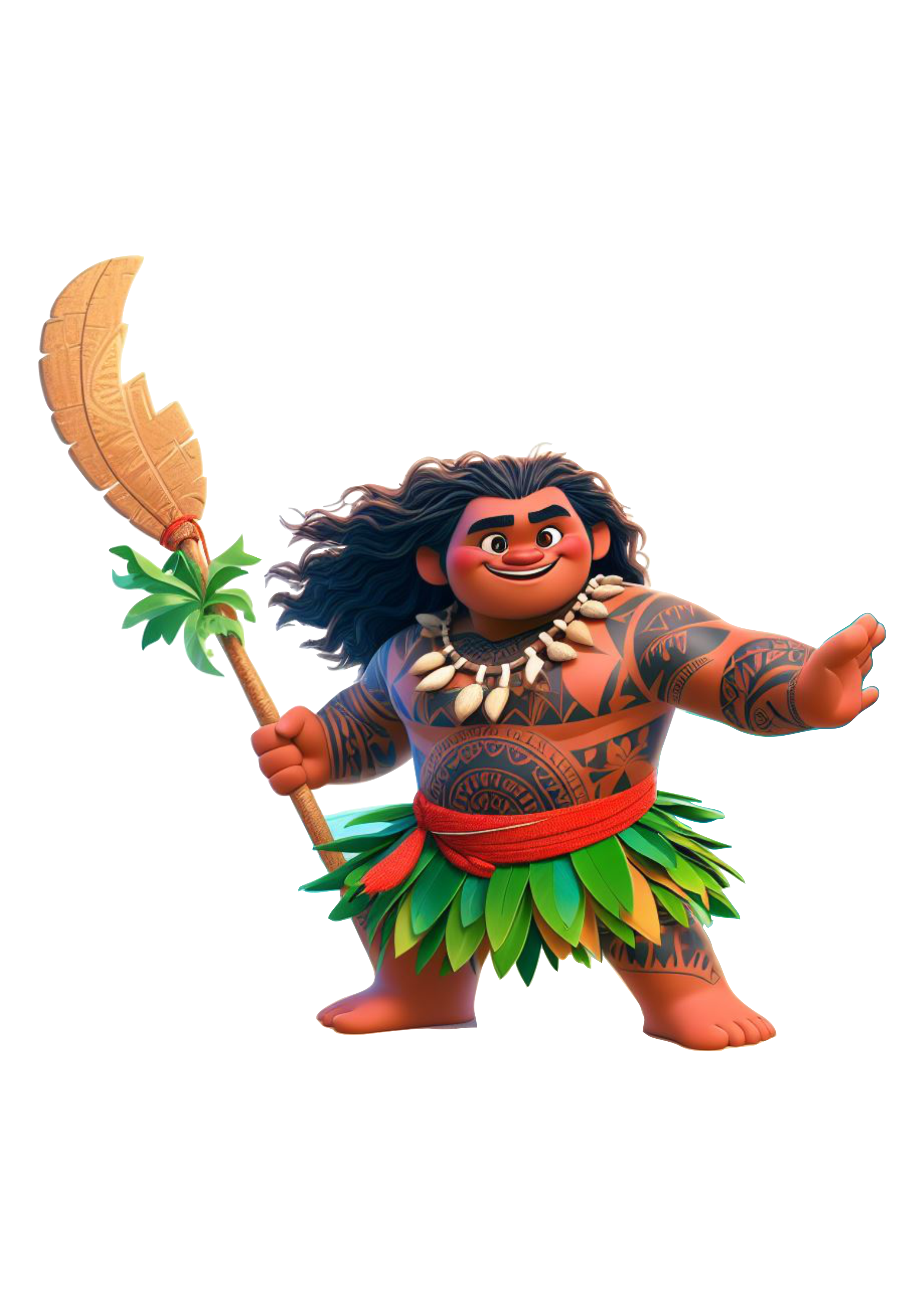 Maui personagem Disney Moana desenho infantil ilustração png clipart guerreiro Havaí remo