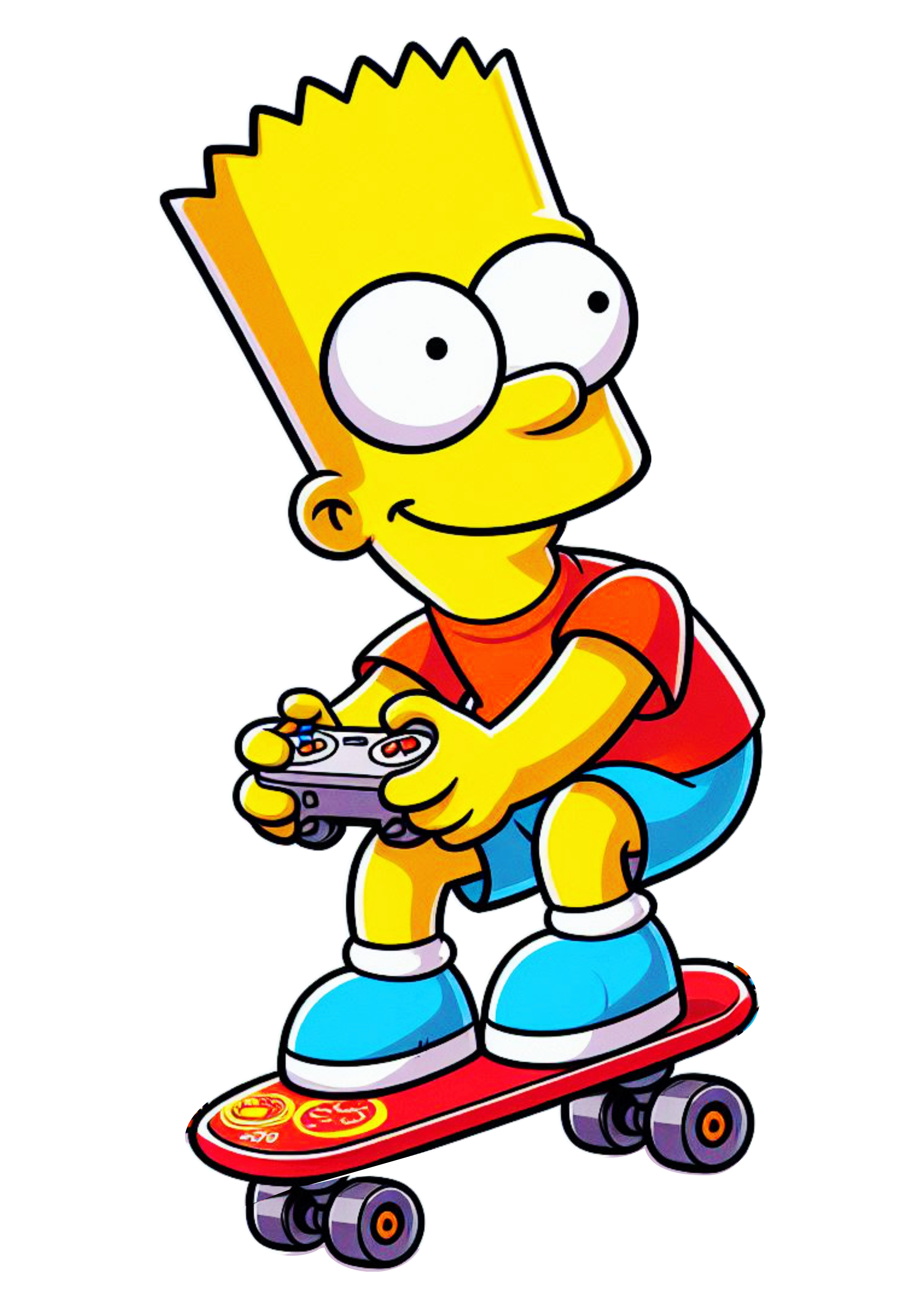 Bart Simpson andando de skate e jogando vídeo game png