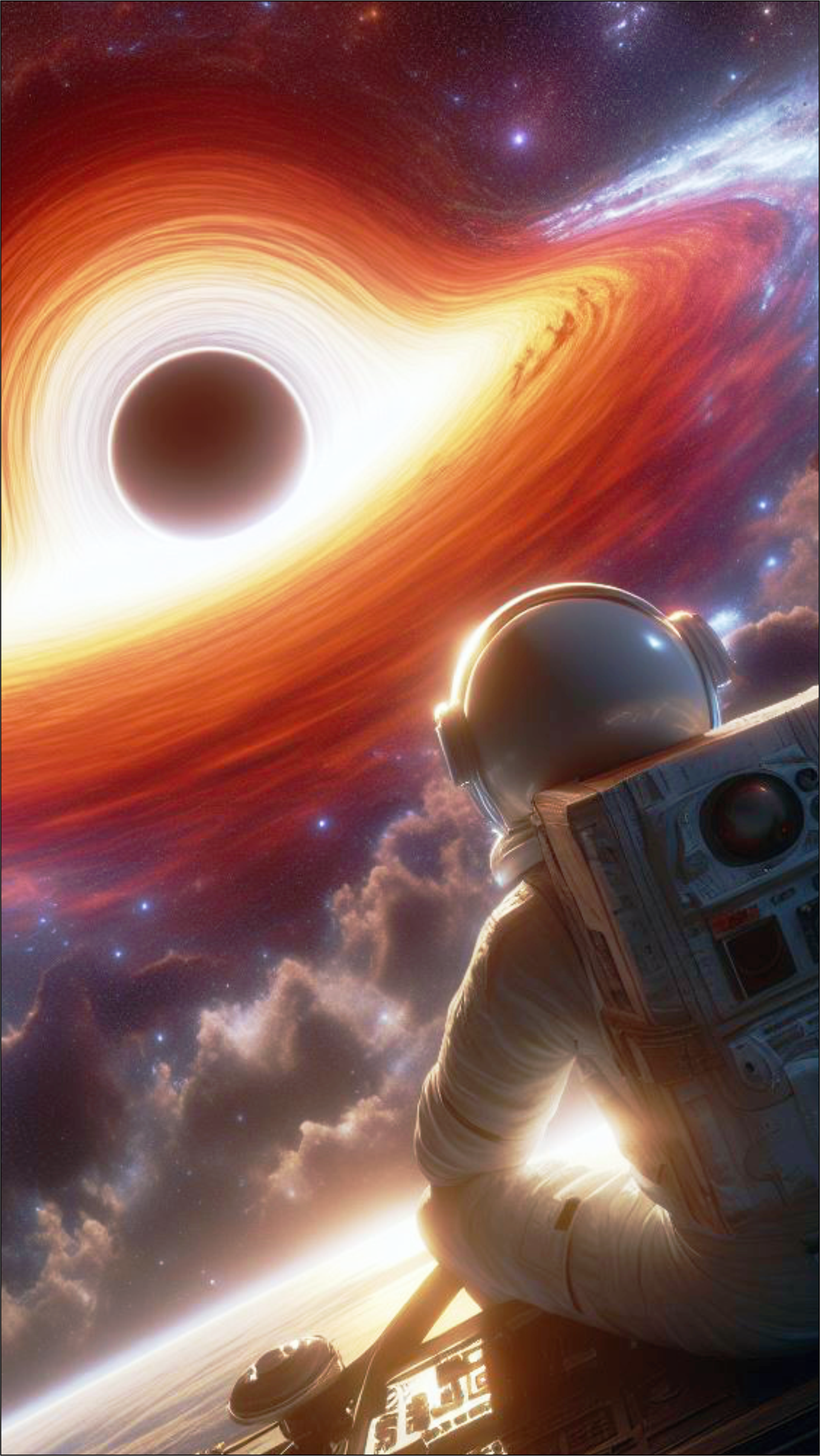 Papel de parede para celular um astronauta no espaço observando um buraco negro universo png image