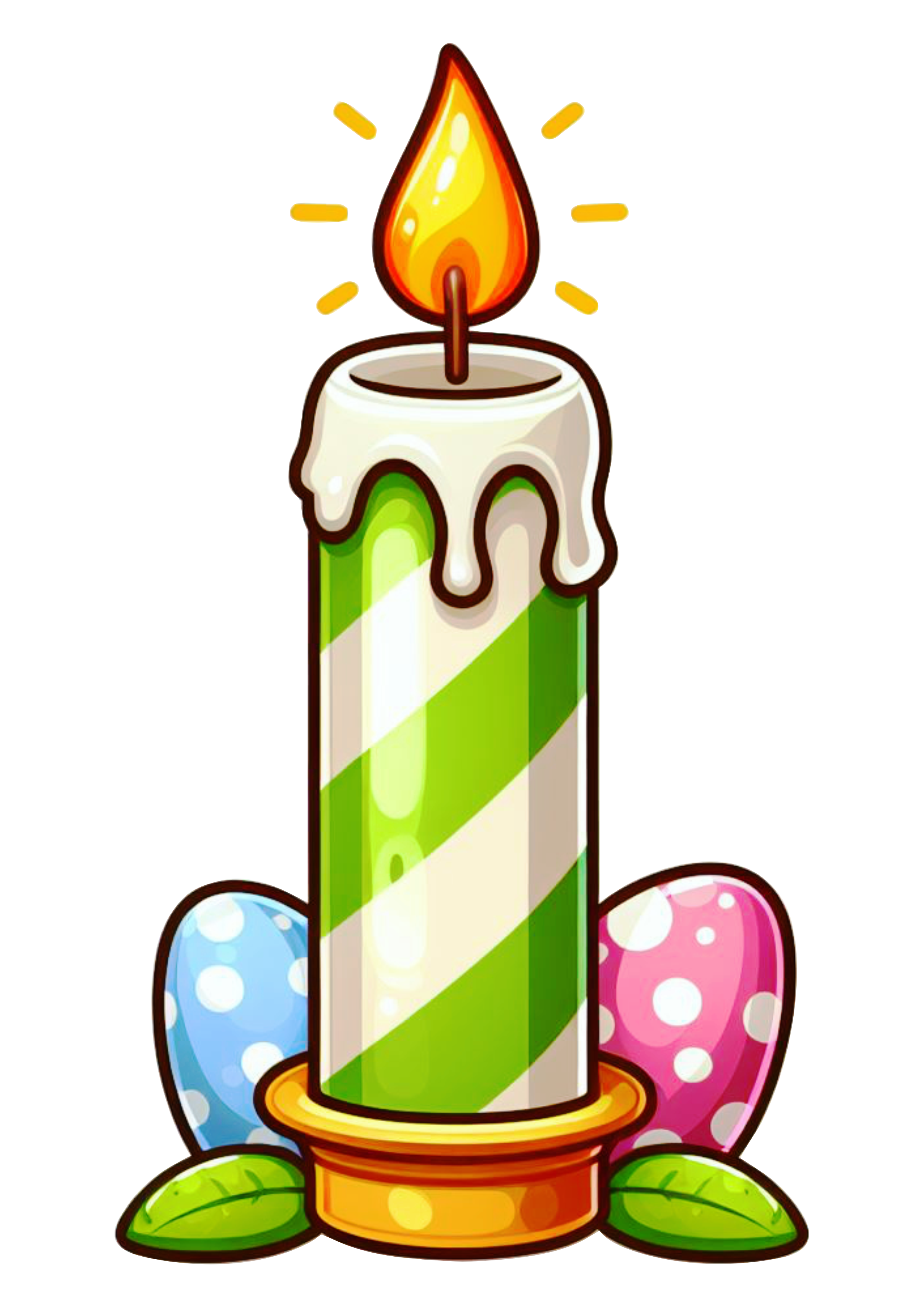 Desenho colorido símbolos da páscoa vela ovos de chocolate png