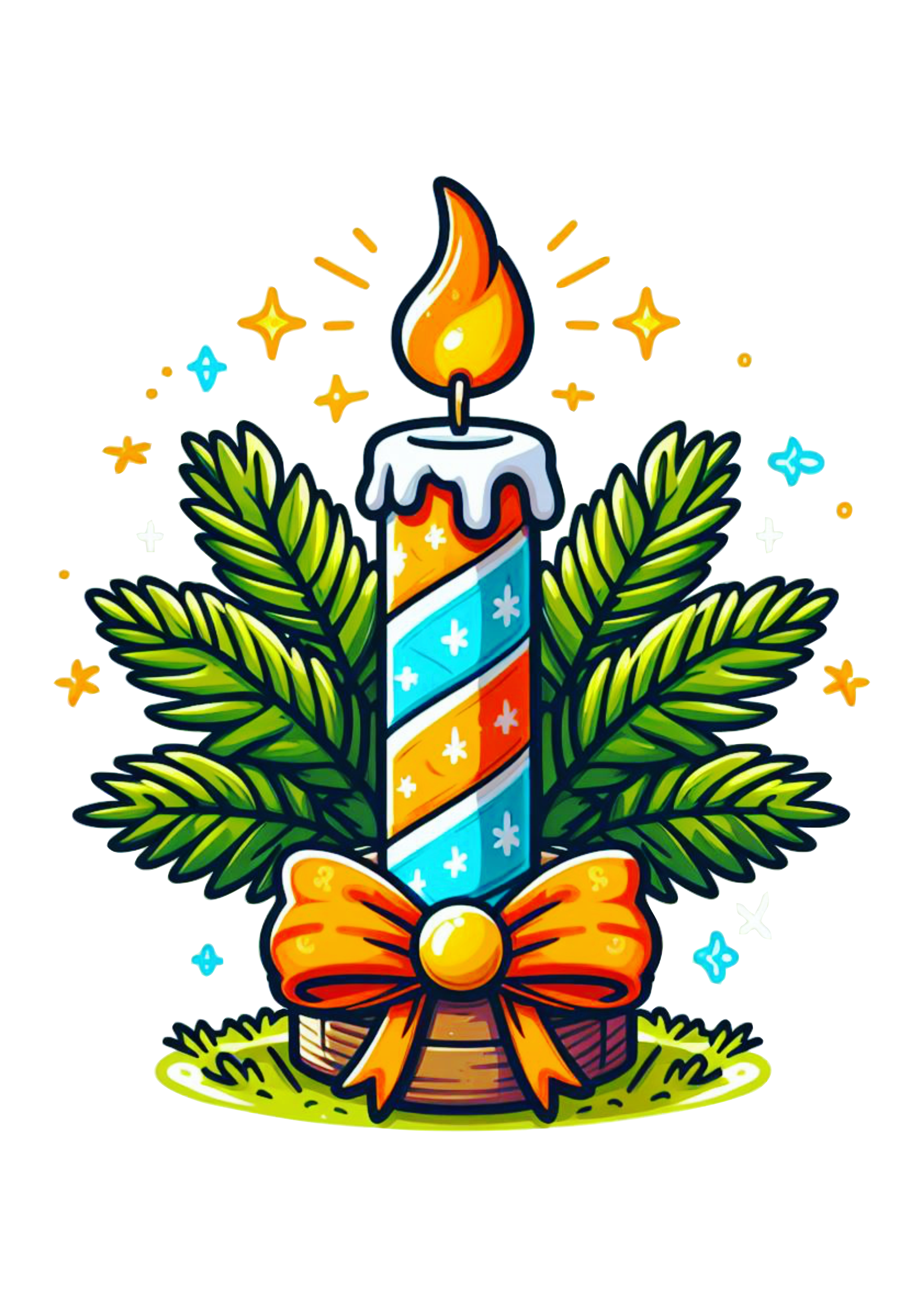 Desenho colorido símbolos da páscoa vela clipart ramos de palmeira lacinho png