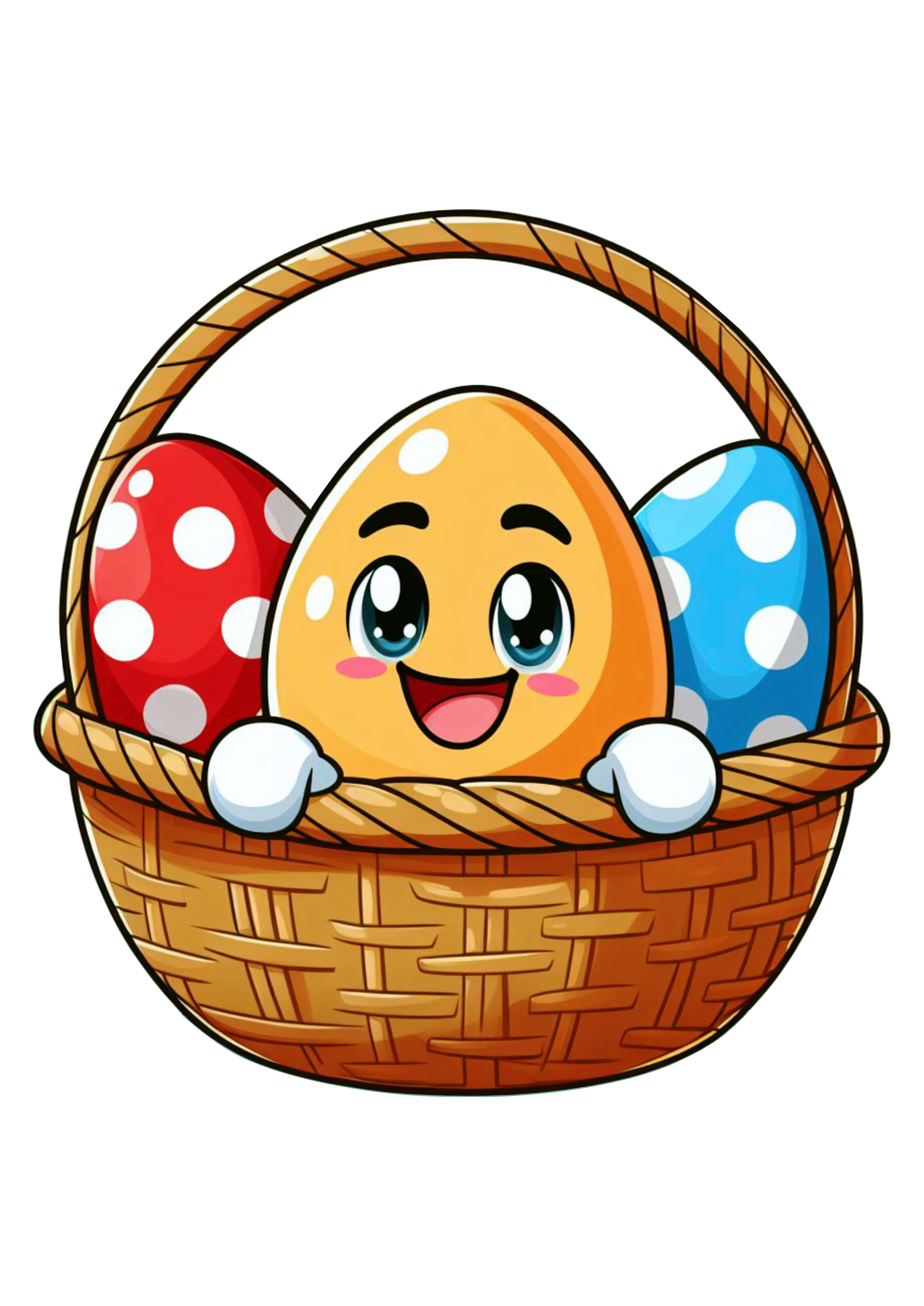 Desenho infantil ovo de páscoa fofinho cartoon ilustração png clipart cute cesta colorida vetor