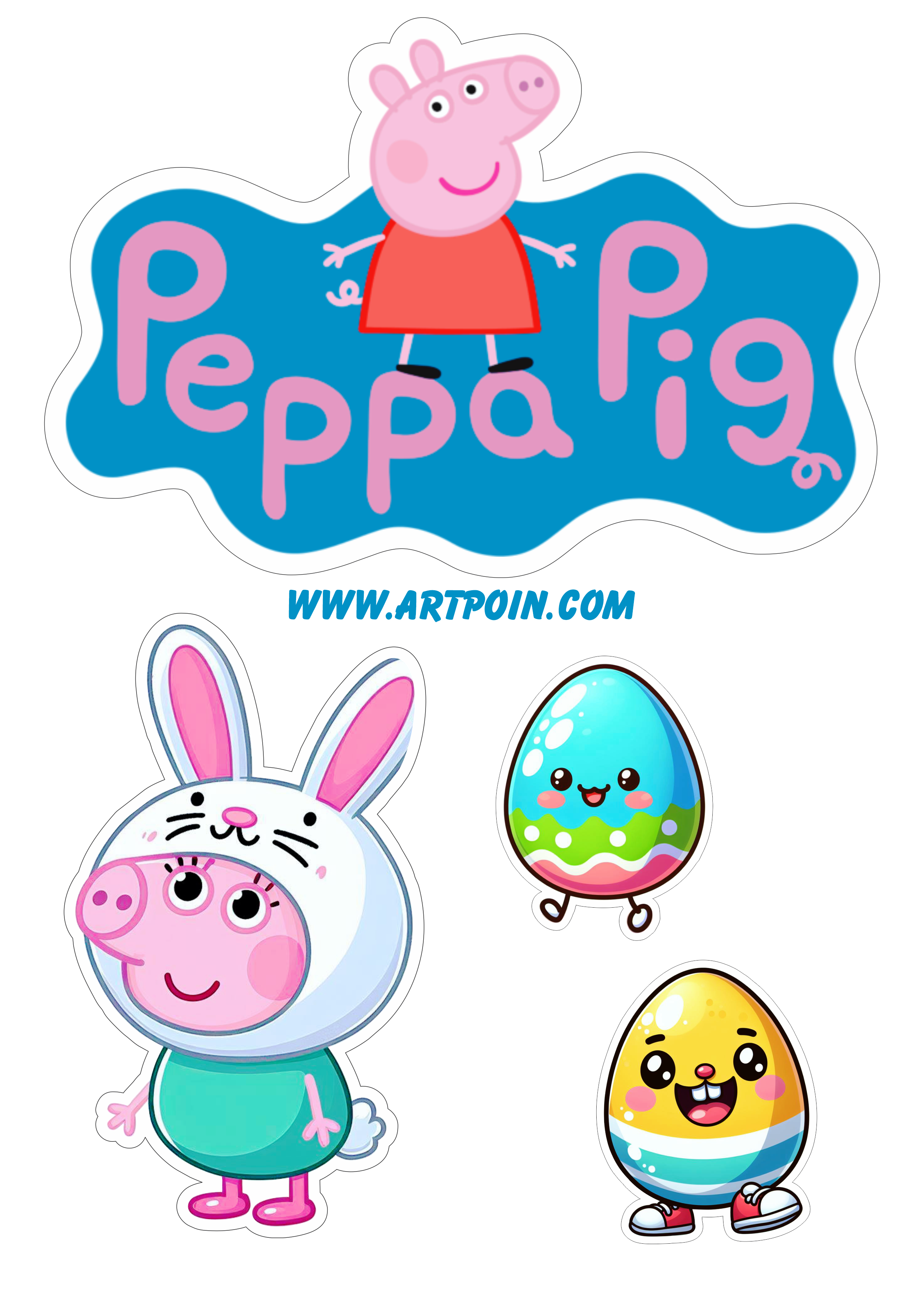 Peppa Pig topo de bolo páscoa desenho infantil decoração png