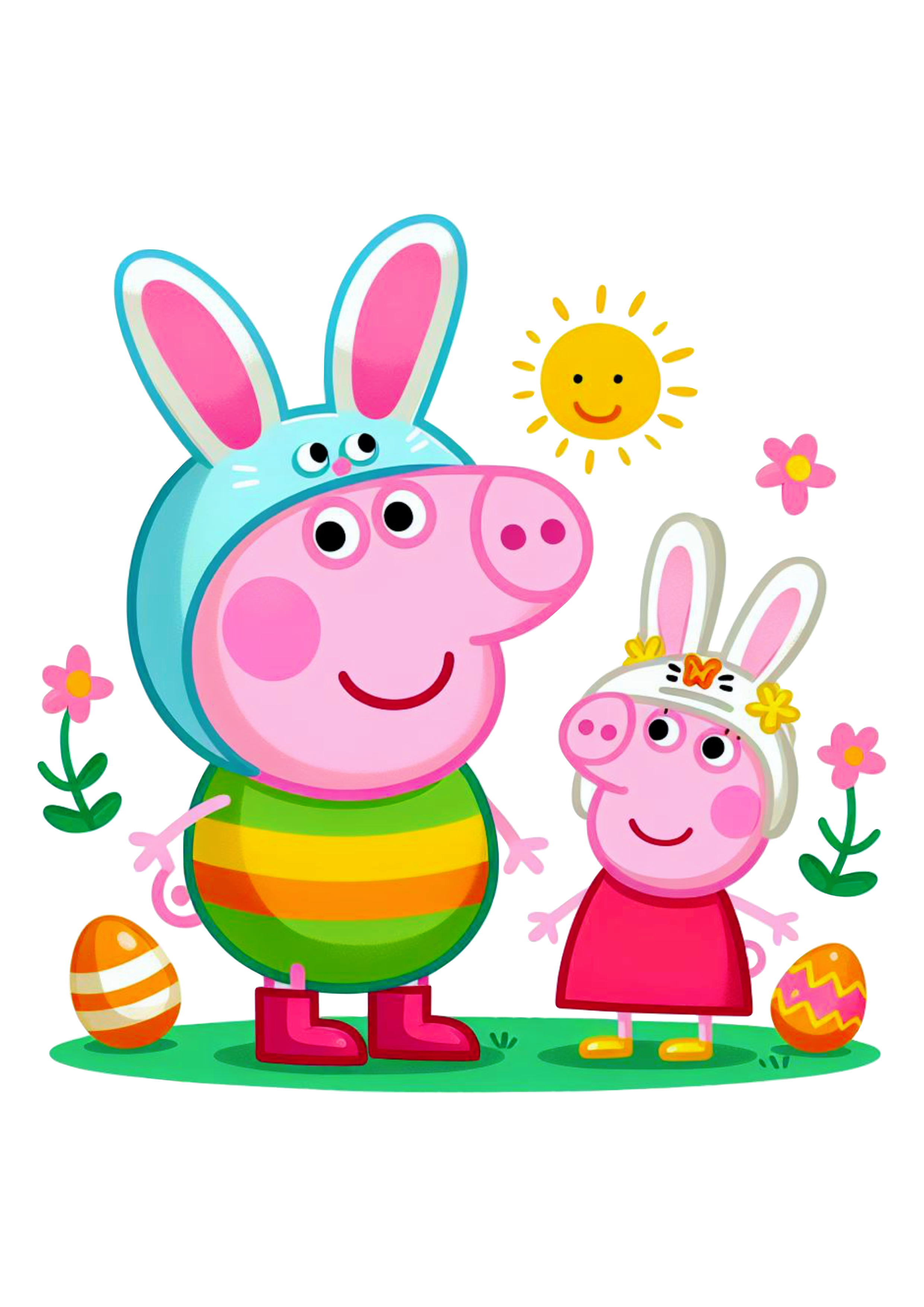 Peppa Pig personagens desenho infantil especial de páscoa fundo transparente fantasia de coelhinho png