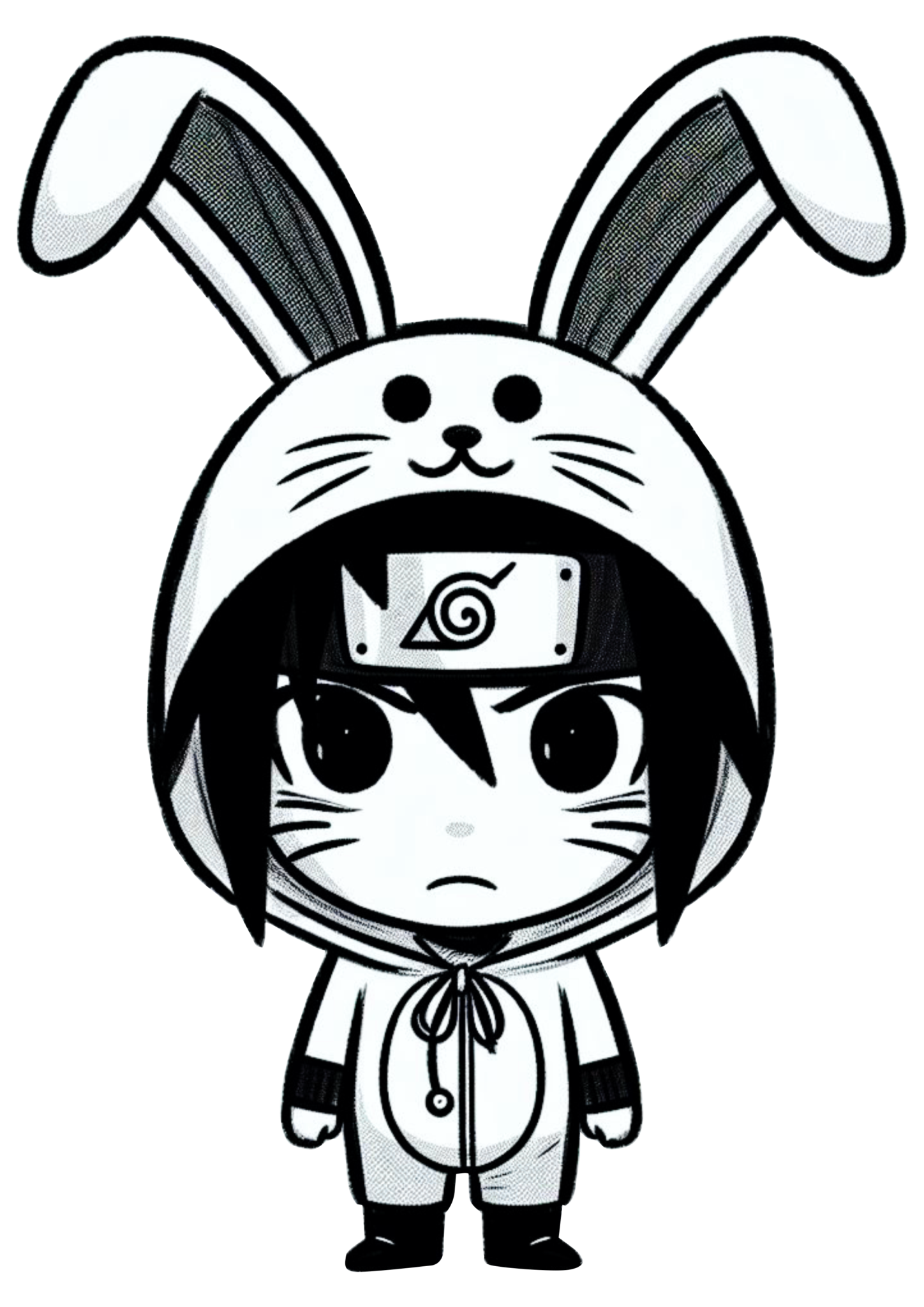 Sasuke fantasiado de coelhinho cute chibi desenho simples png