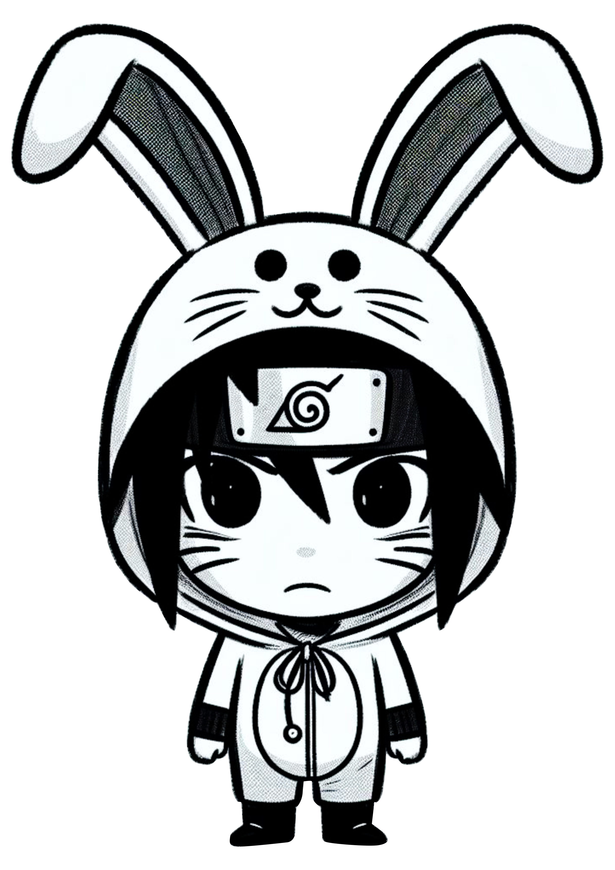Sasuke fantasiado de coelhinho cute chibi desenho simples png