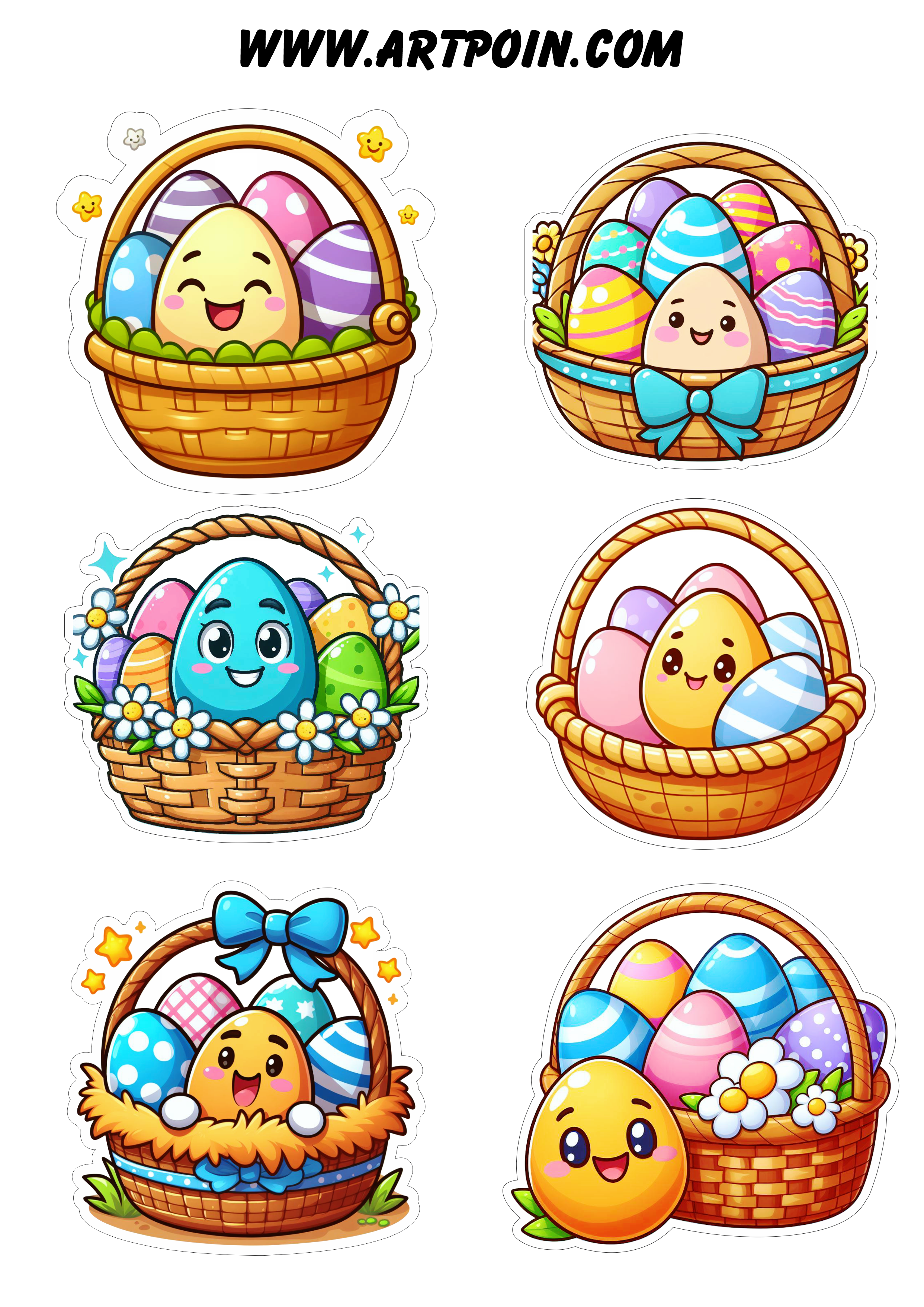 Adesivos para decoração de páscoa cesta de ovos de chocolate 6 imagens