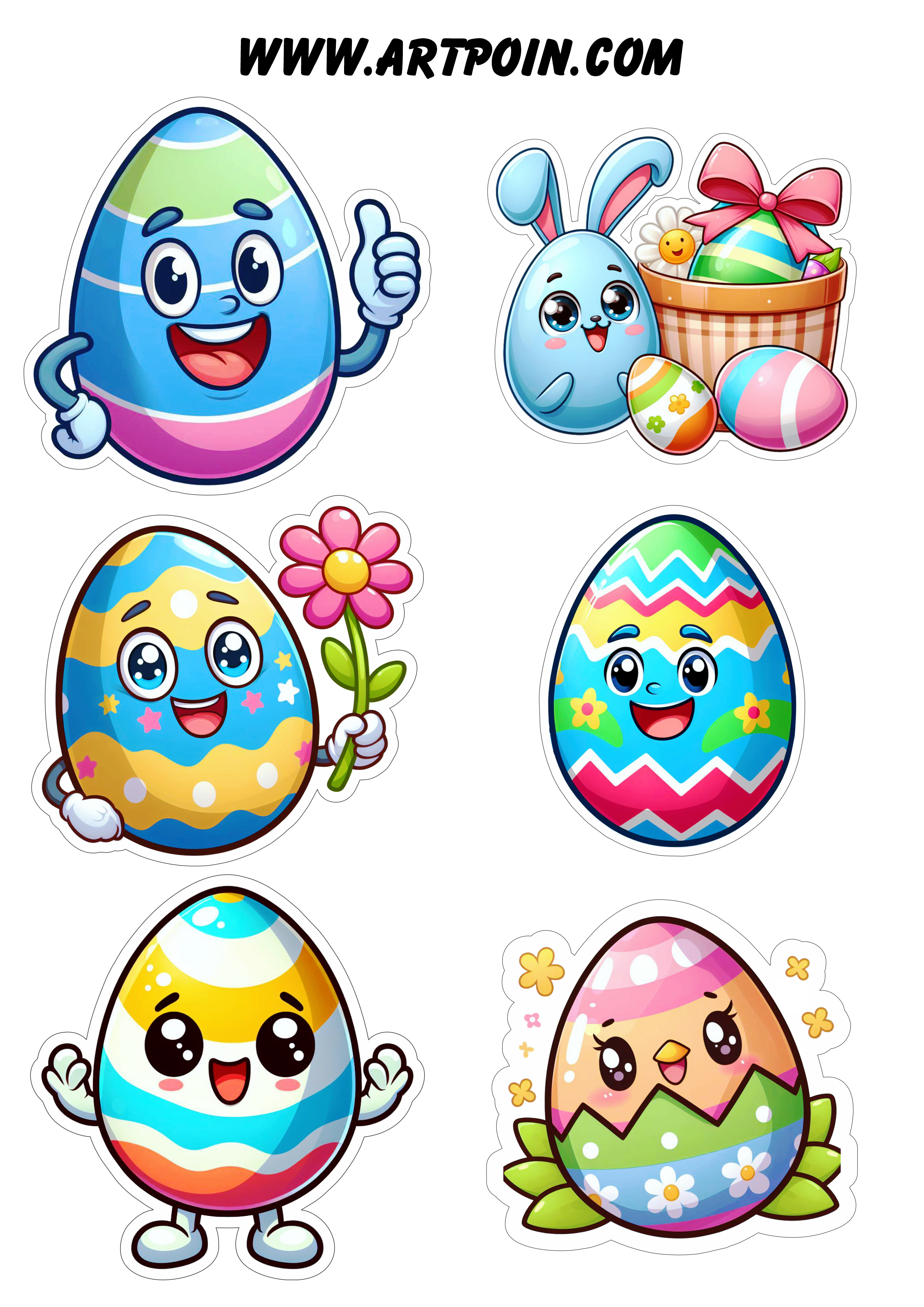 Adesivos para decoração de páscoa ovos de chocolate 6 imagens artes gráficas papelaria