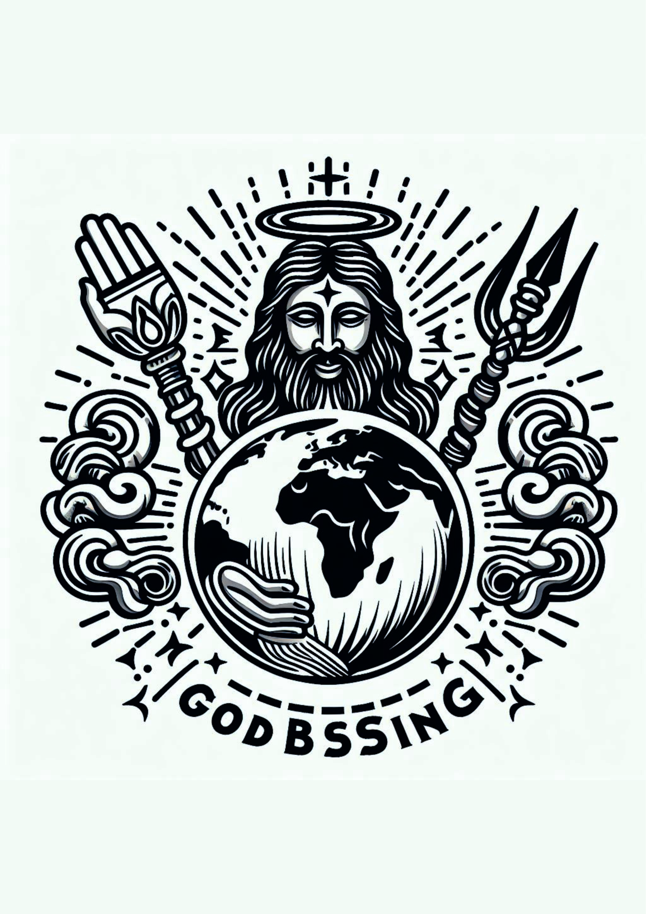 Desenho para tatuagem Deus exotérico god blessing png